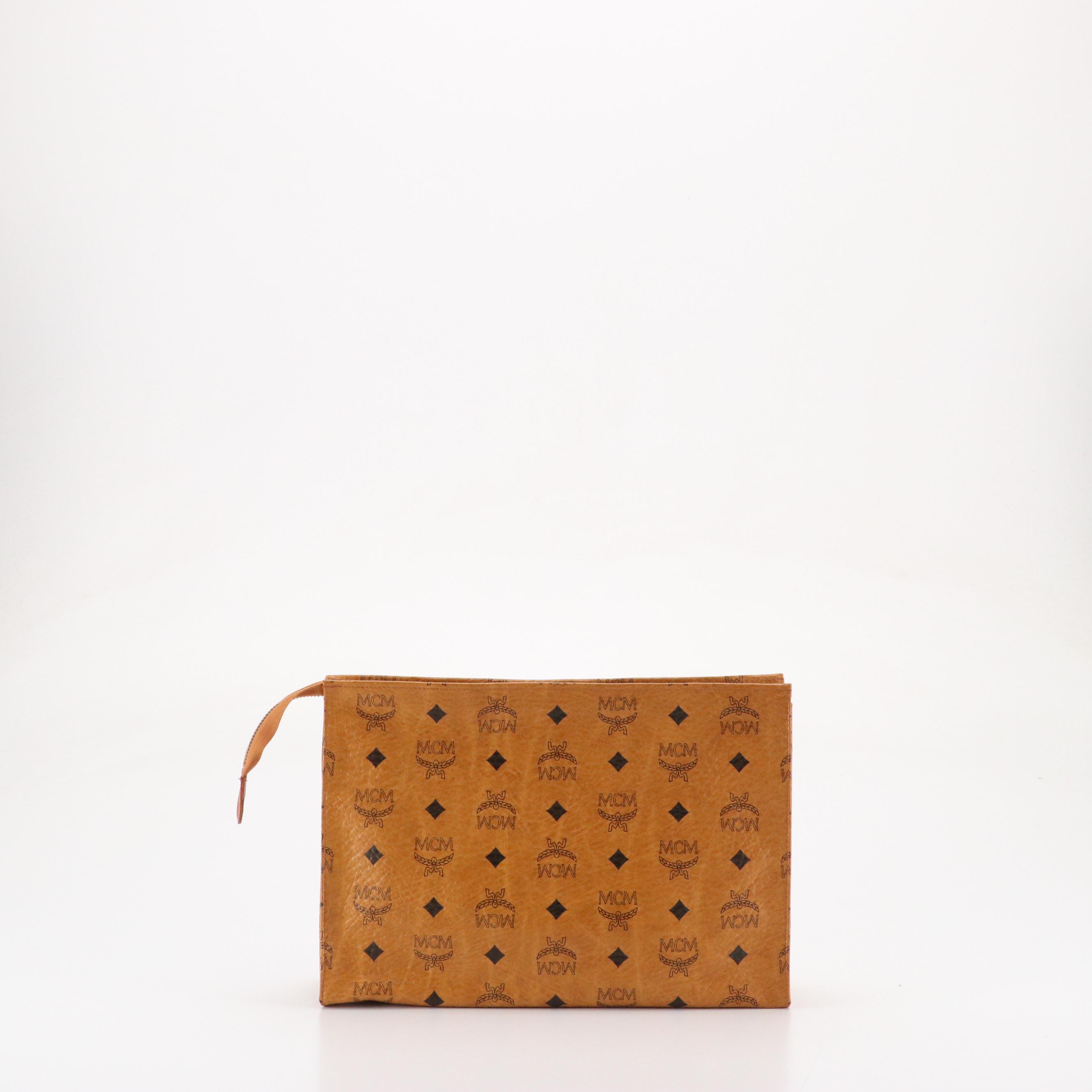 MCM Accessories/Toiletry Pouch in Cognac Visetos Coated Canvas