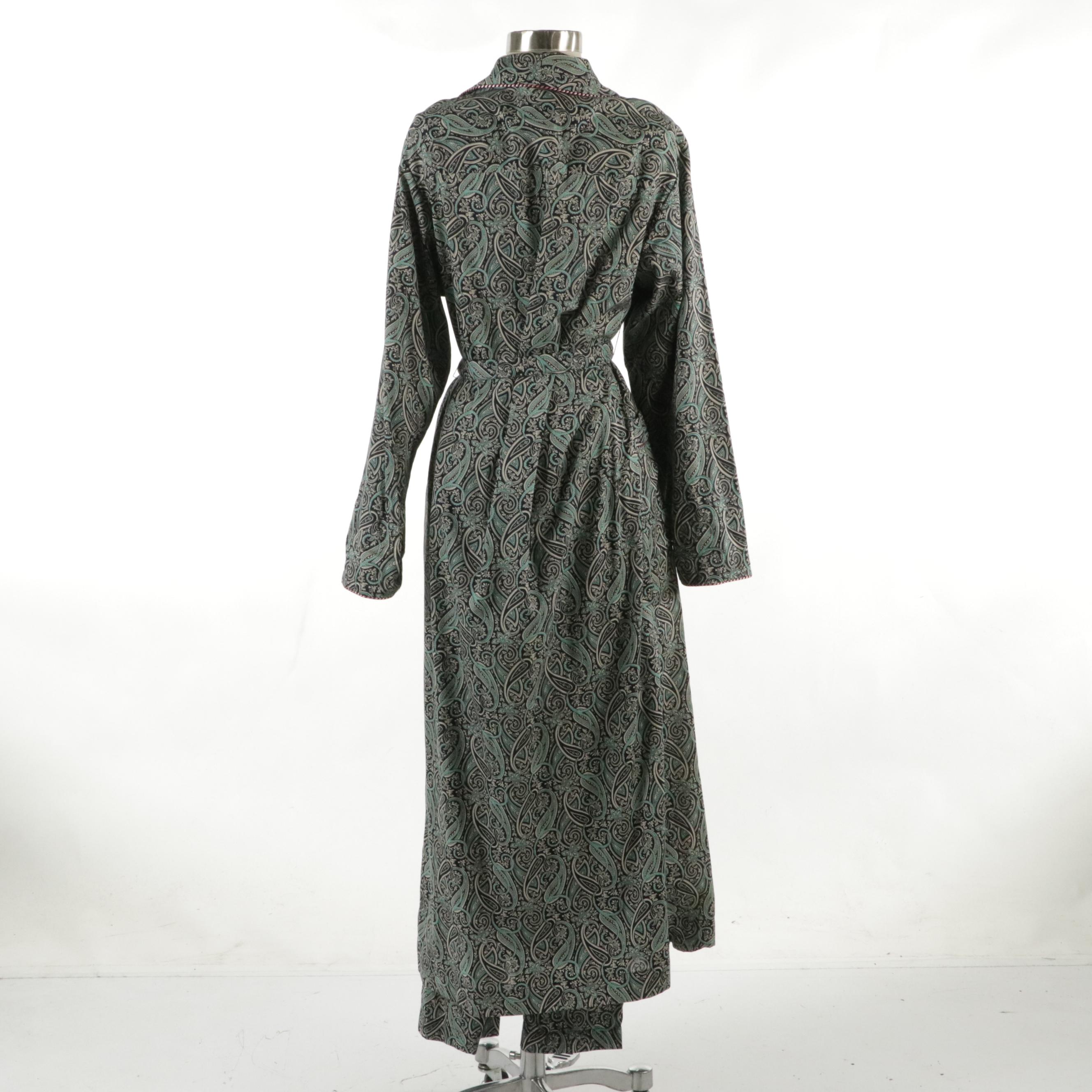 Fernando Sanchez Dressing Robe and Lounge Pants in Paisley Print Cotton Lawn