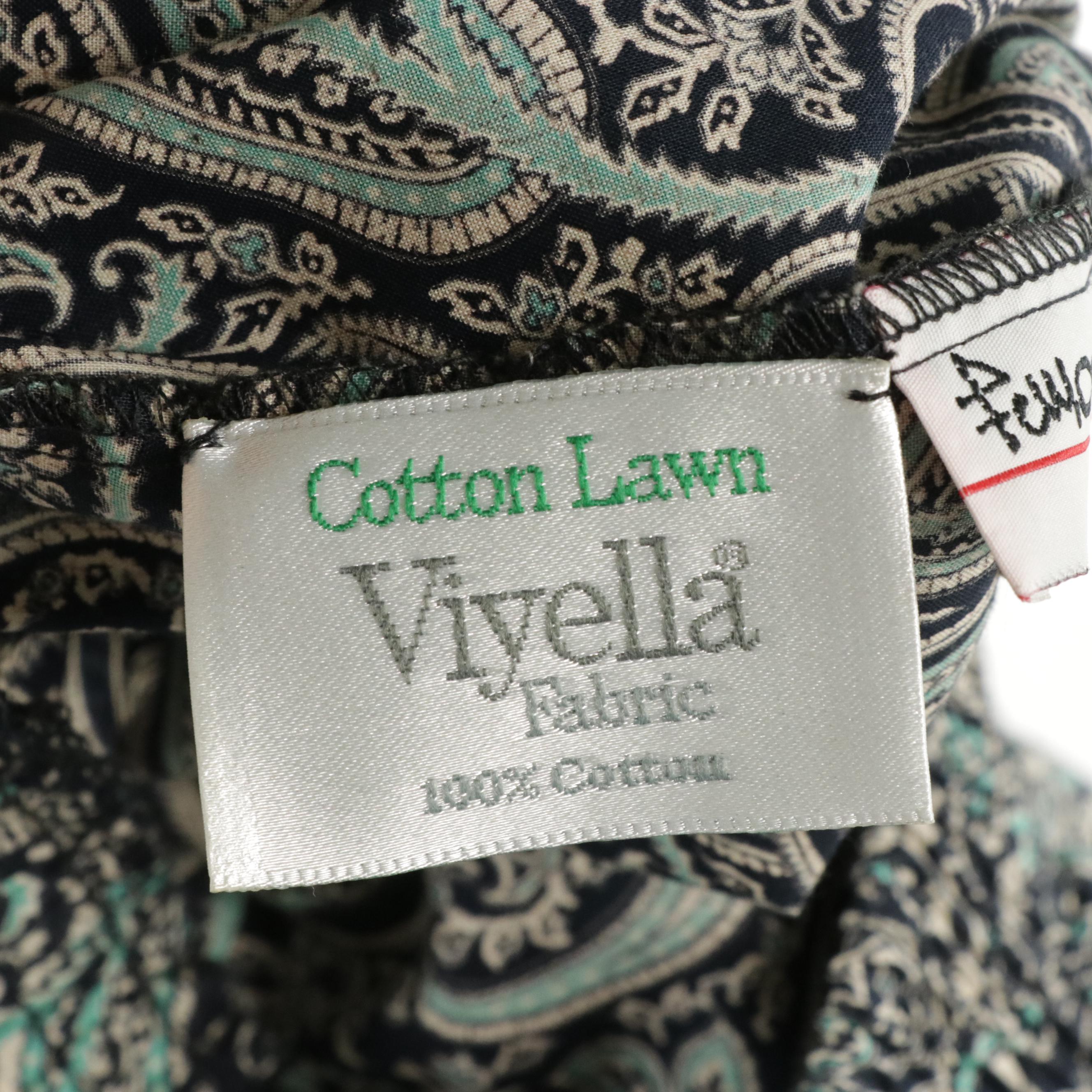 Fernando Sanchez Dressing Robe and Lounge Pants in Paisley Print Cotton Lawn