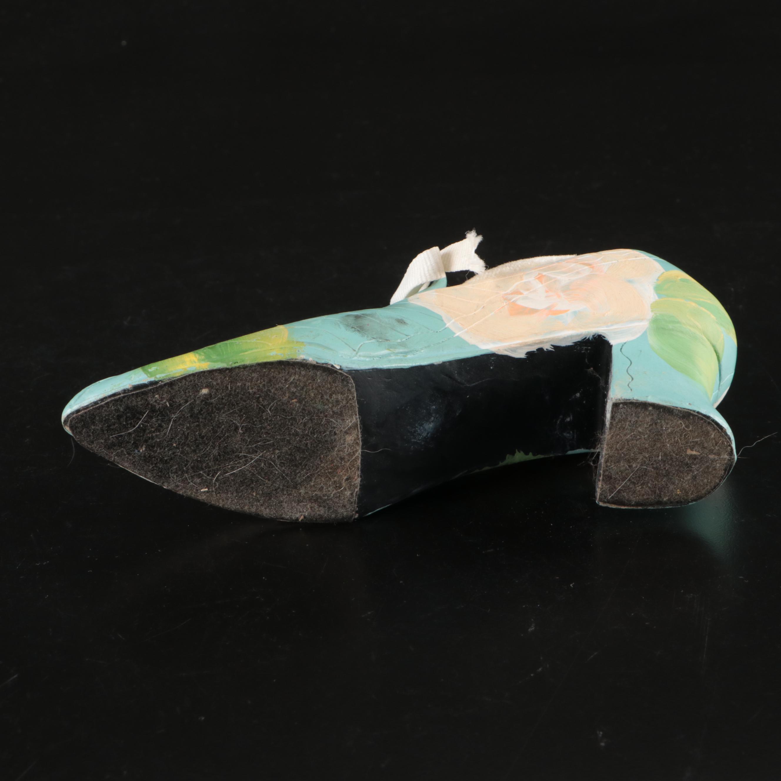 Gilt Brush, Hand Mirror, and Mirrored Tray with Shoe-Shaped Pin Cushion