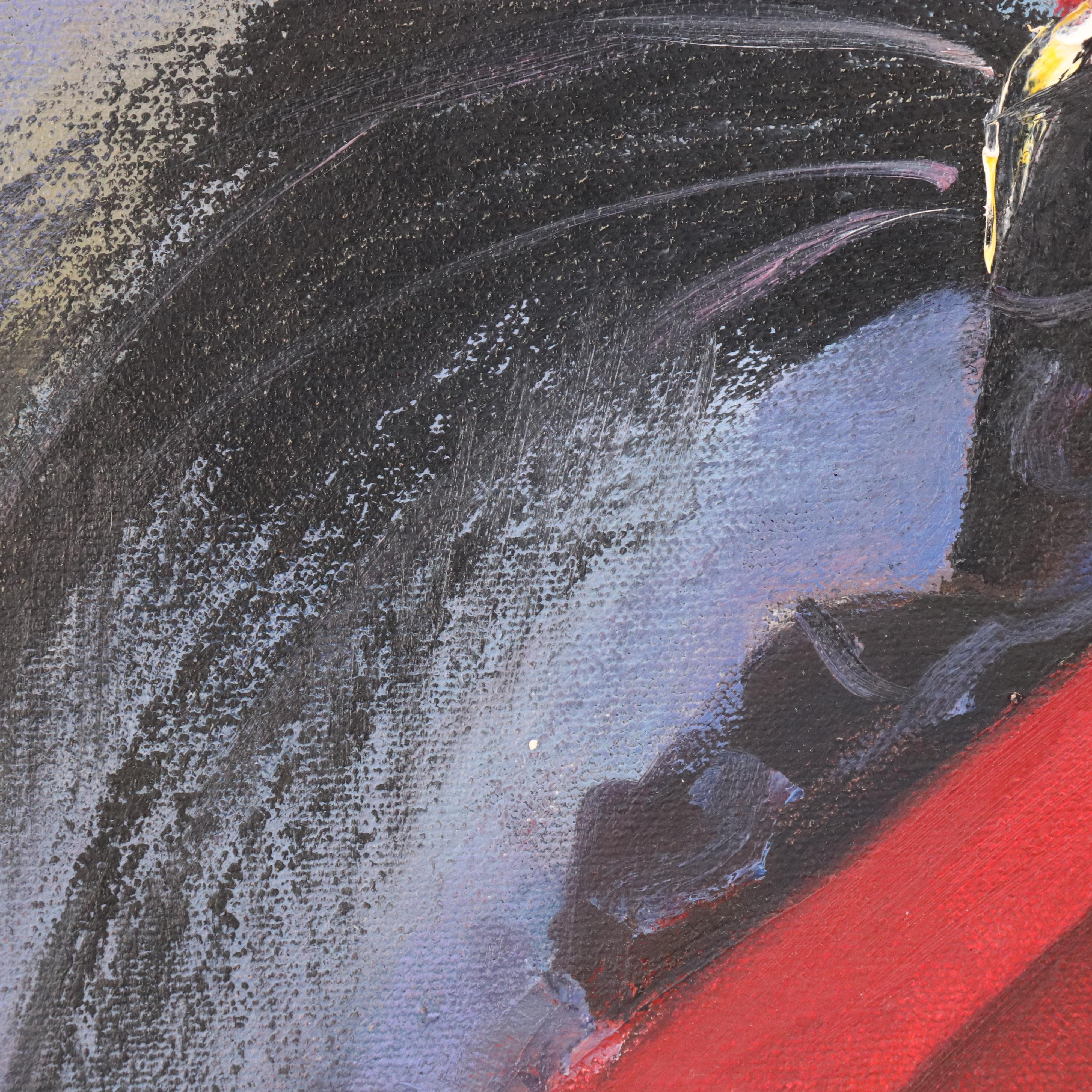 Acrylic Portrait Painting of Woman with Cat