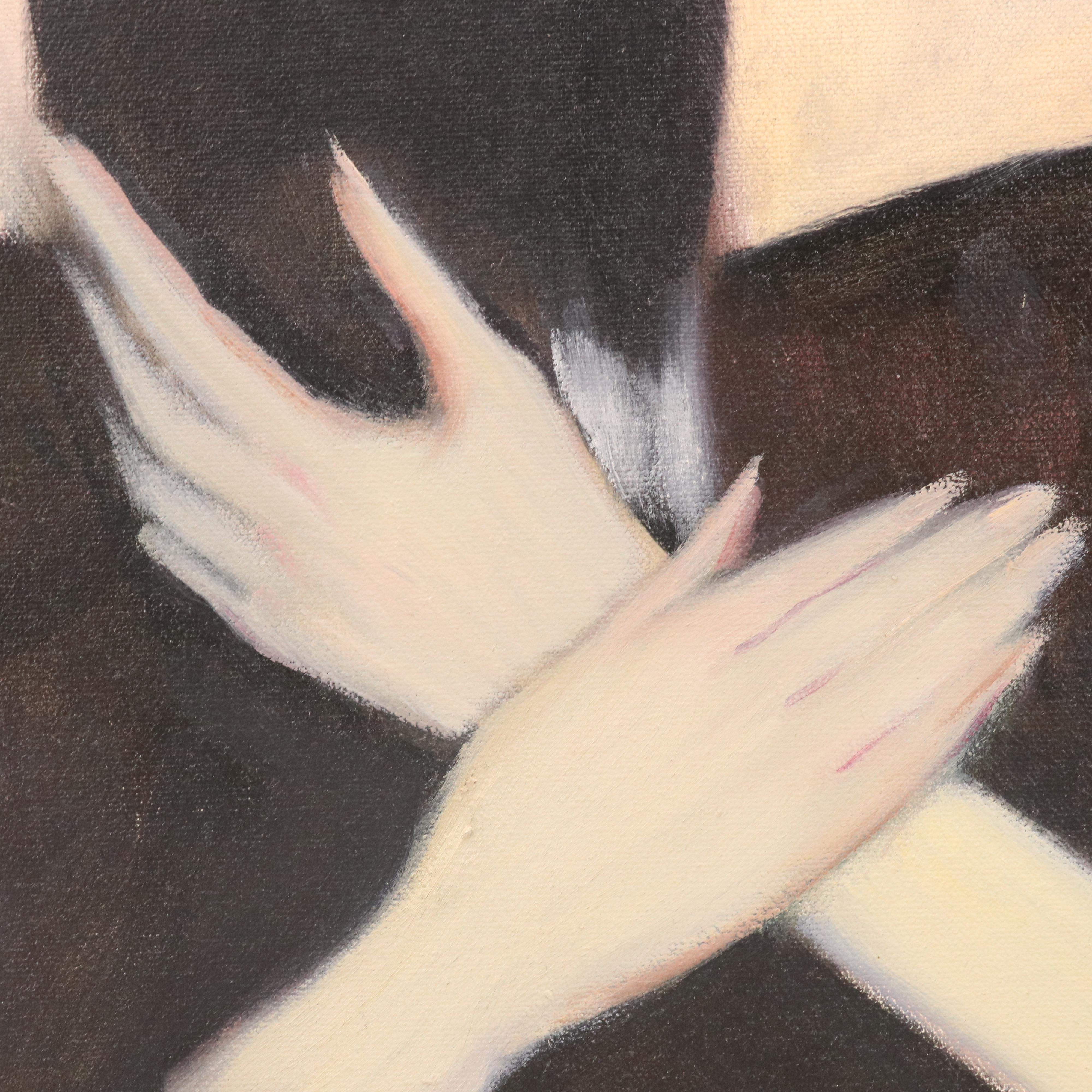 Acrylic Portrait Painting of Woman with Cat