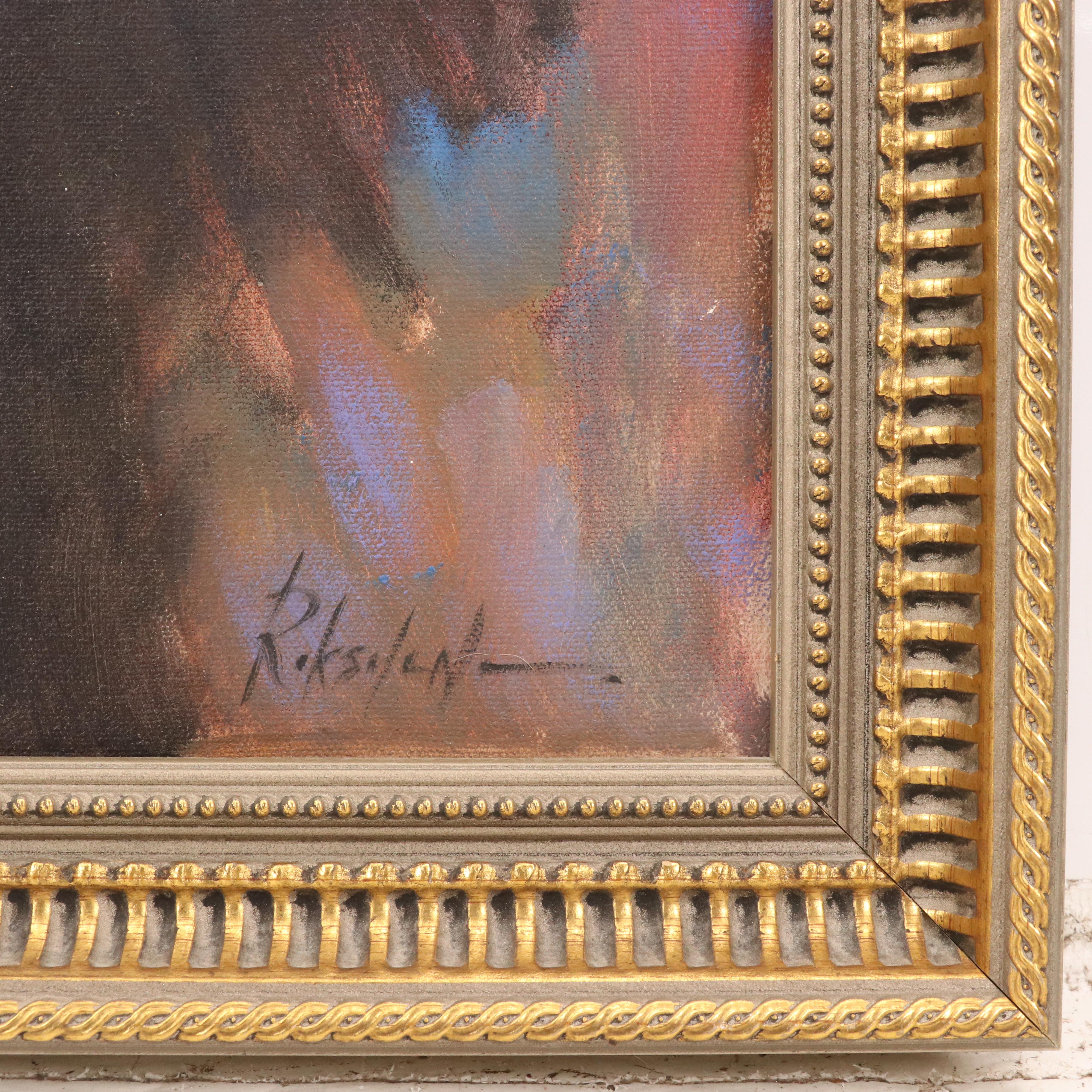 Acrylic Portrait Painting of Woman with Cat