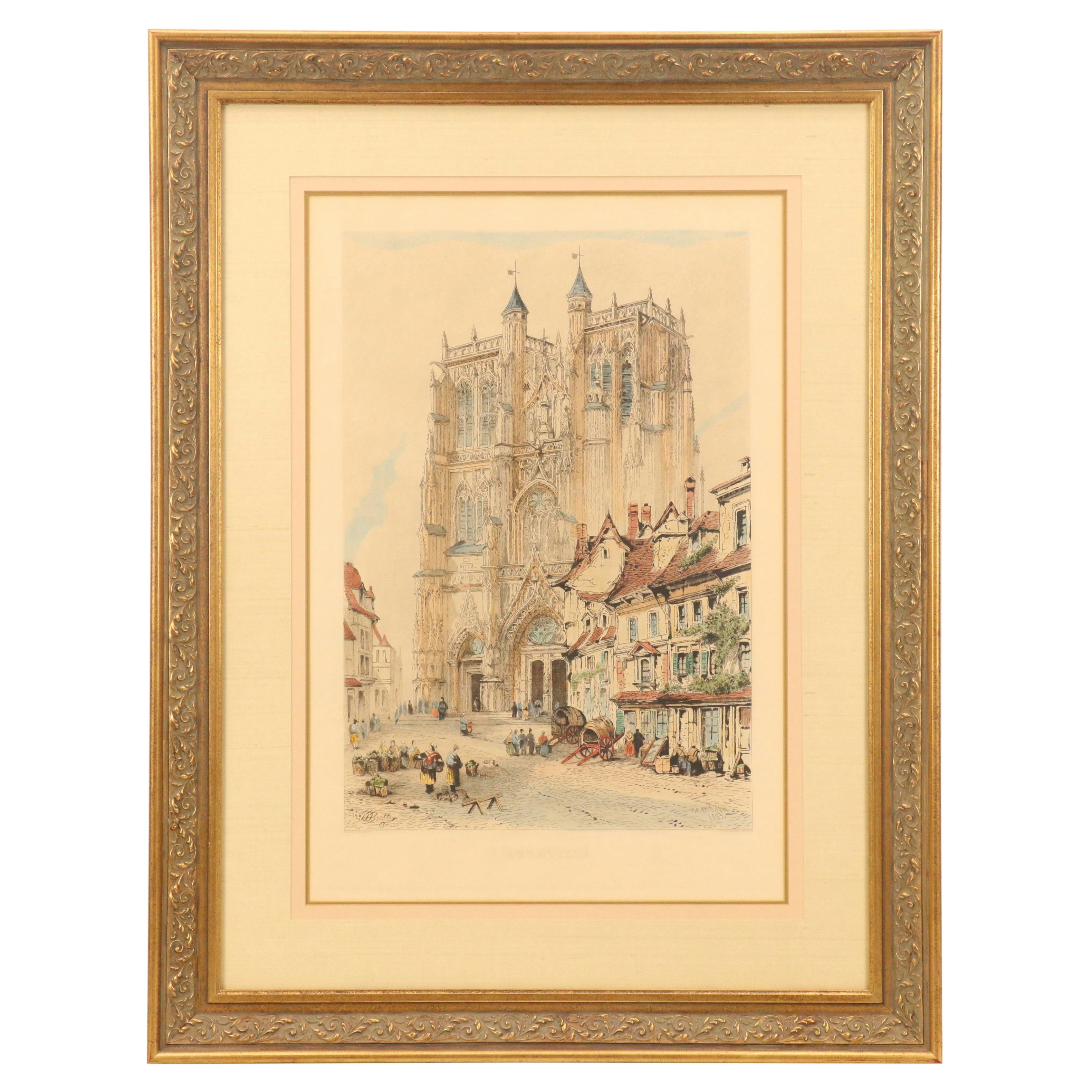 Bentley and Dibdin Hand-Colored Etching "Abbeville"