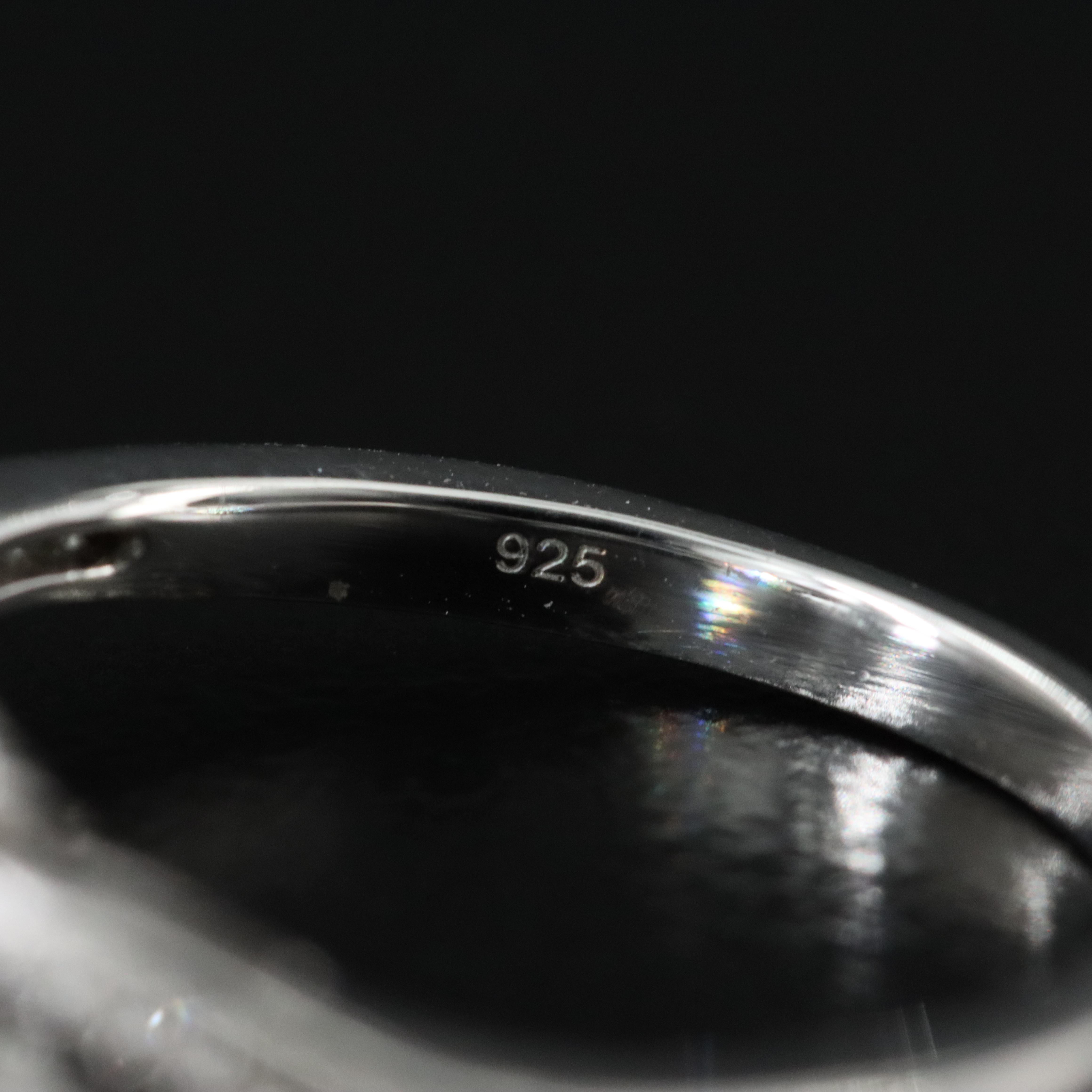 Sterling Aquamarine and Diamond Ring