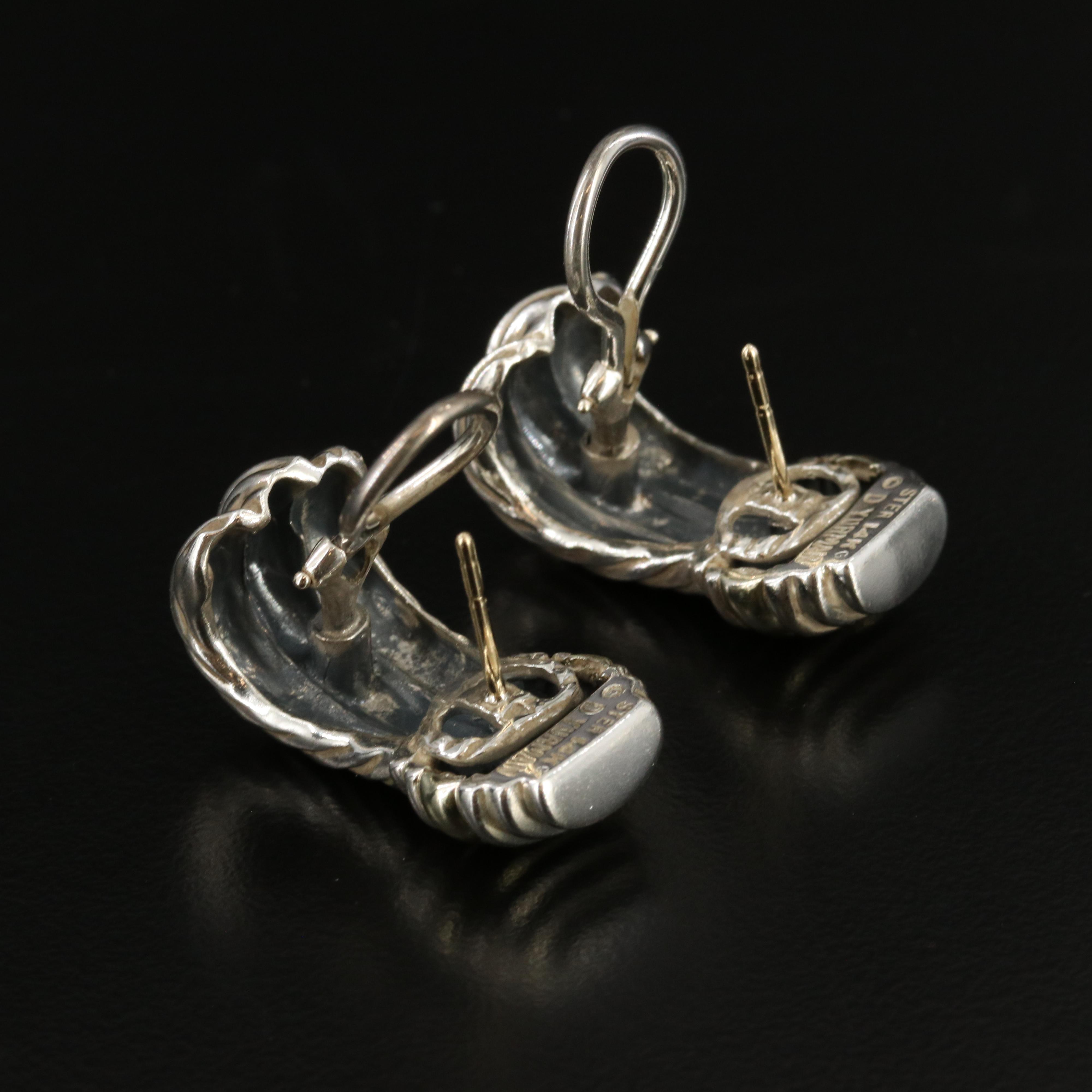 David Yurman Sterling and 14K Triple Row Cable Earrings