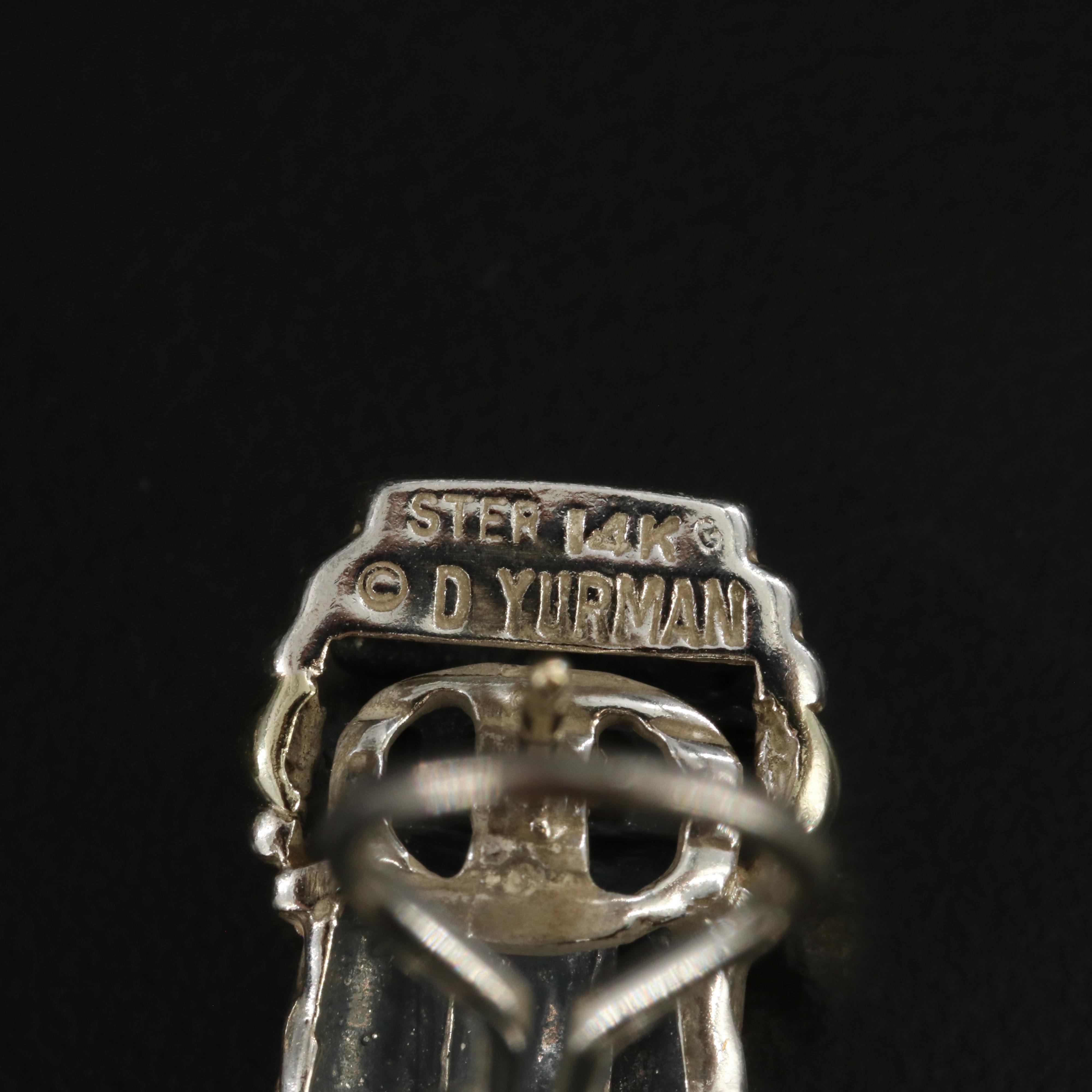 David Yurman Sterling and 14K Triple Row Cable Earrings