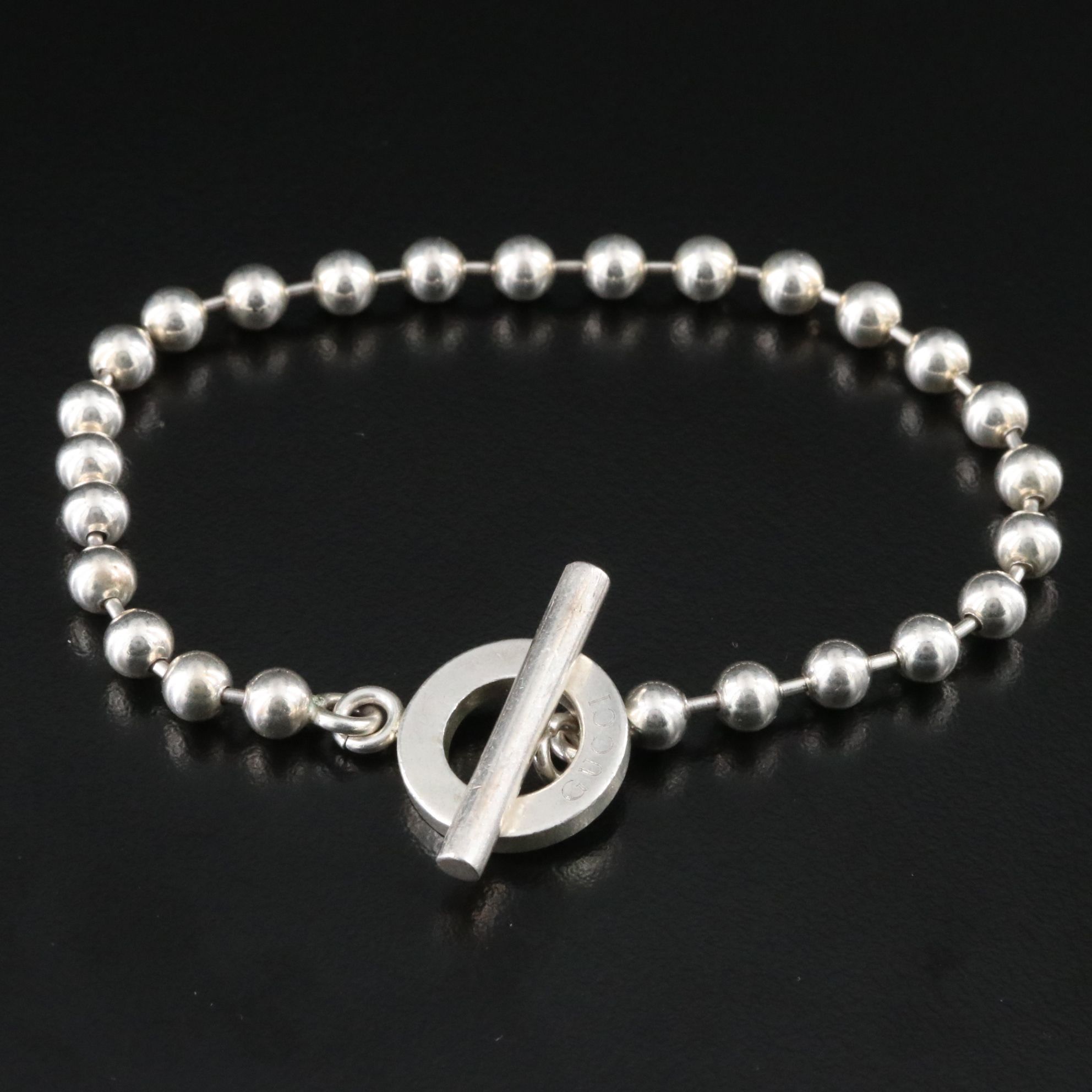 Gucci Sterling Boule Bead Toggle Bracelet