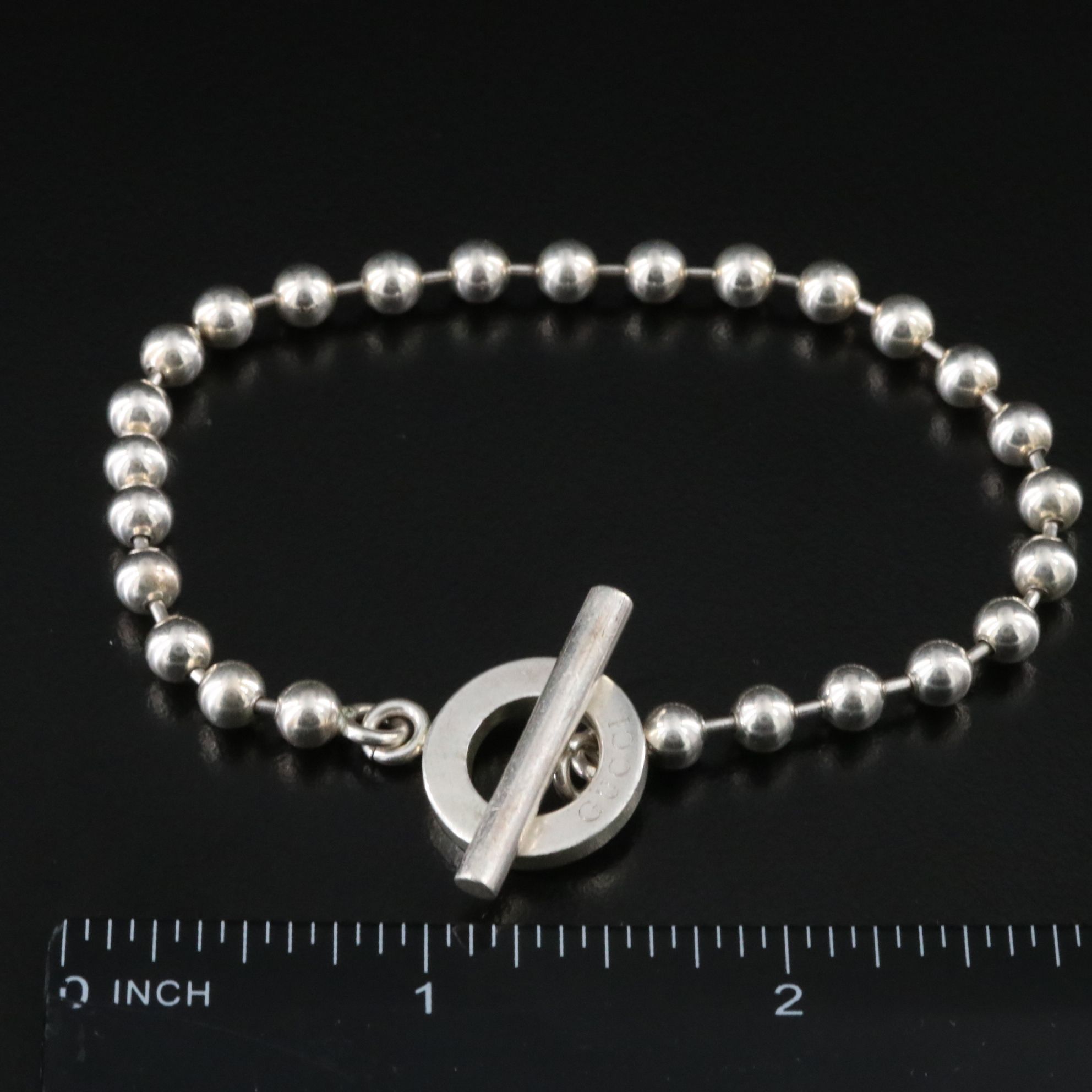 Gucci Sterling Boule Bead Toggle Bracelet