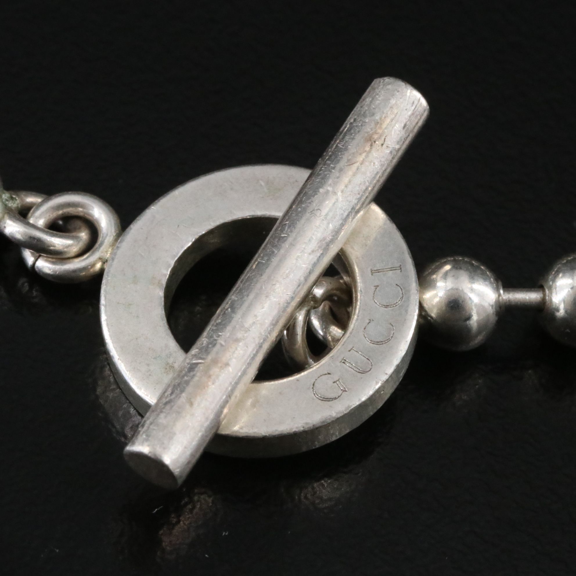 Gucci Sterling Boule Bead Toggle Bracelet