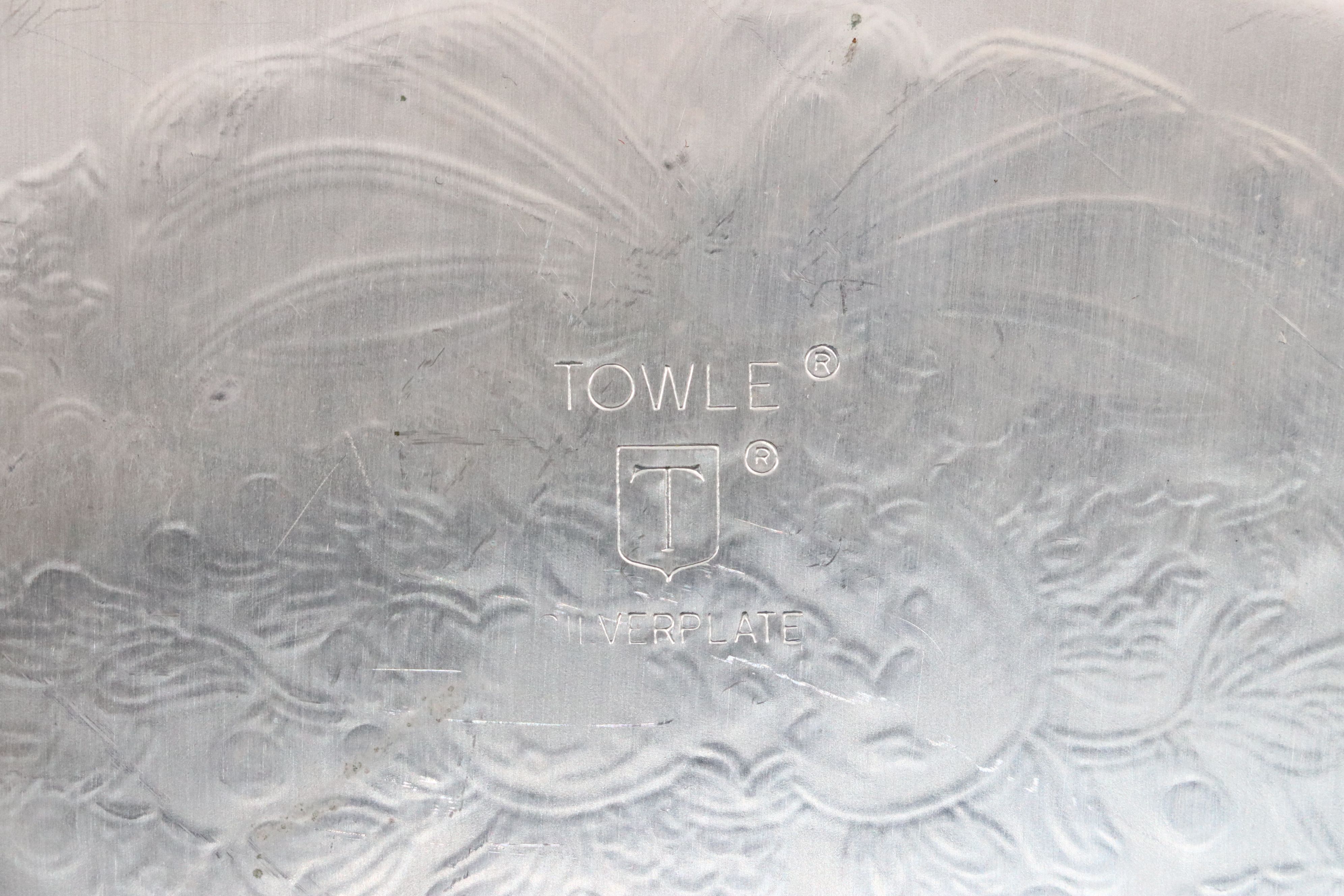 Pierced Casserole Dish with Silver Plate Chip and Dips, Trays and Nut Bowl