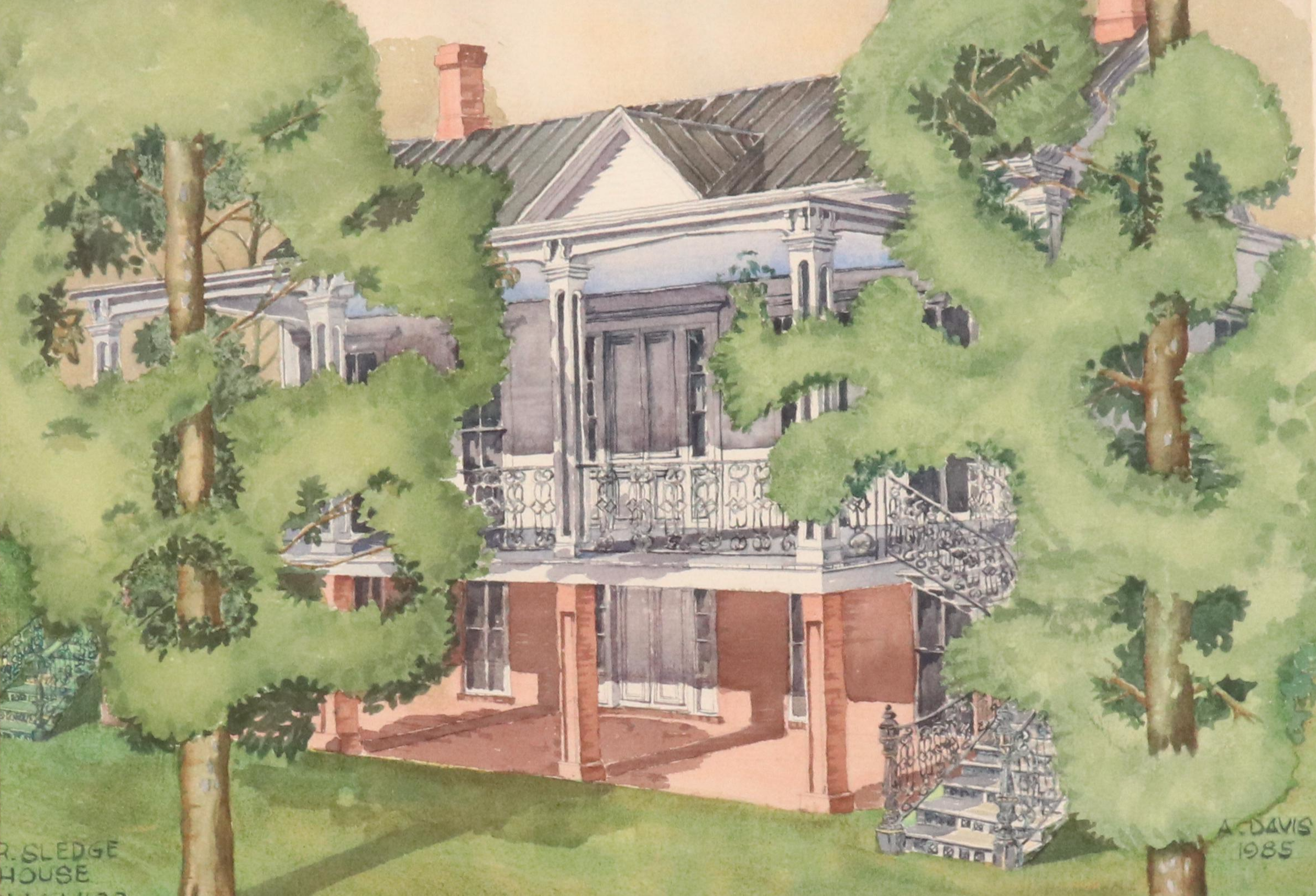 A. Davis Watercolor Painting of the Sledge House, 1985