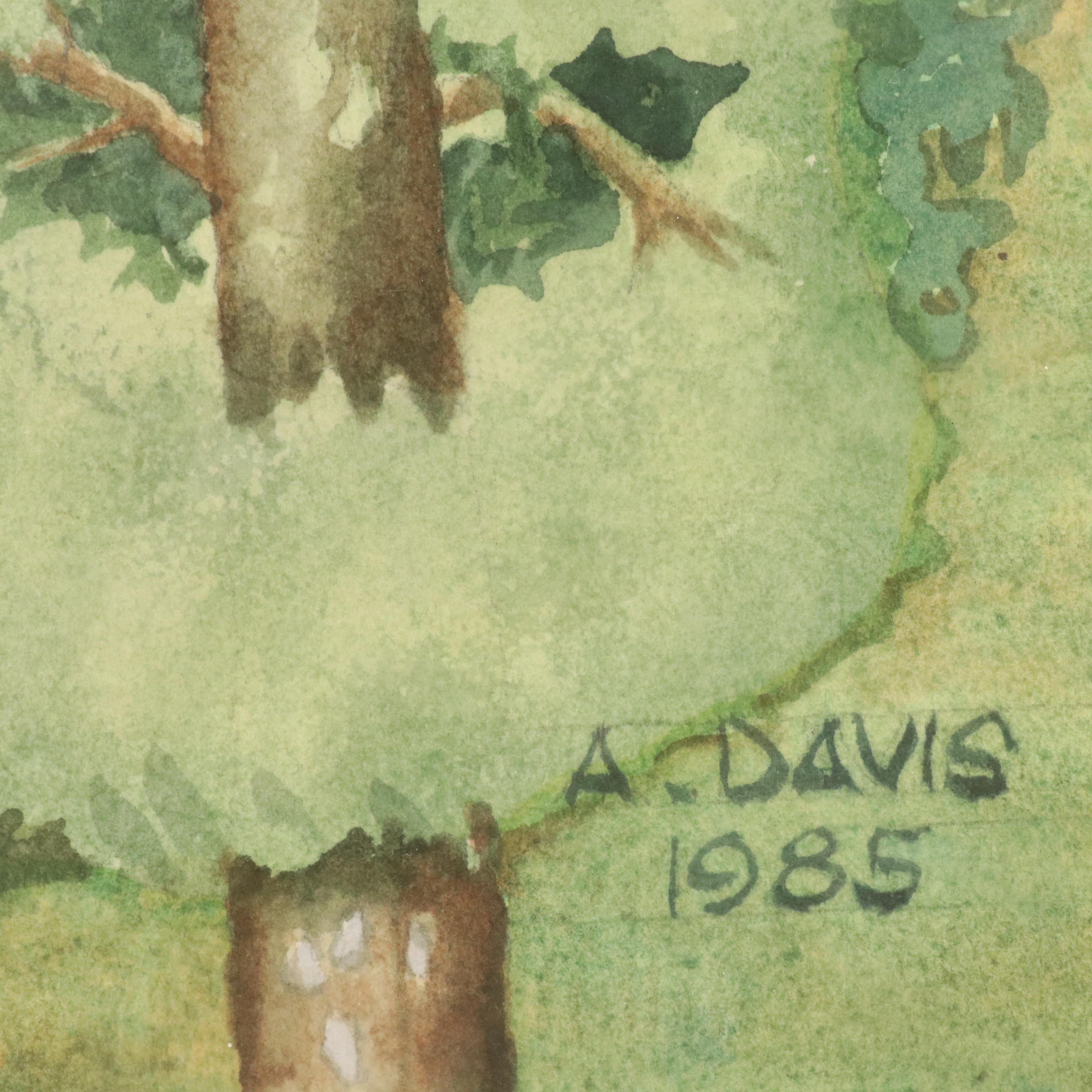 A. Davis Watercolor Painting of the Sledge House, 1985