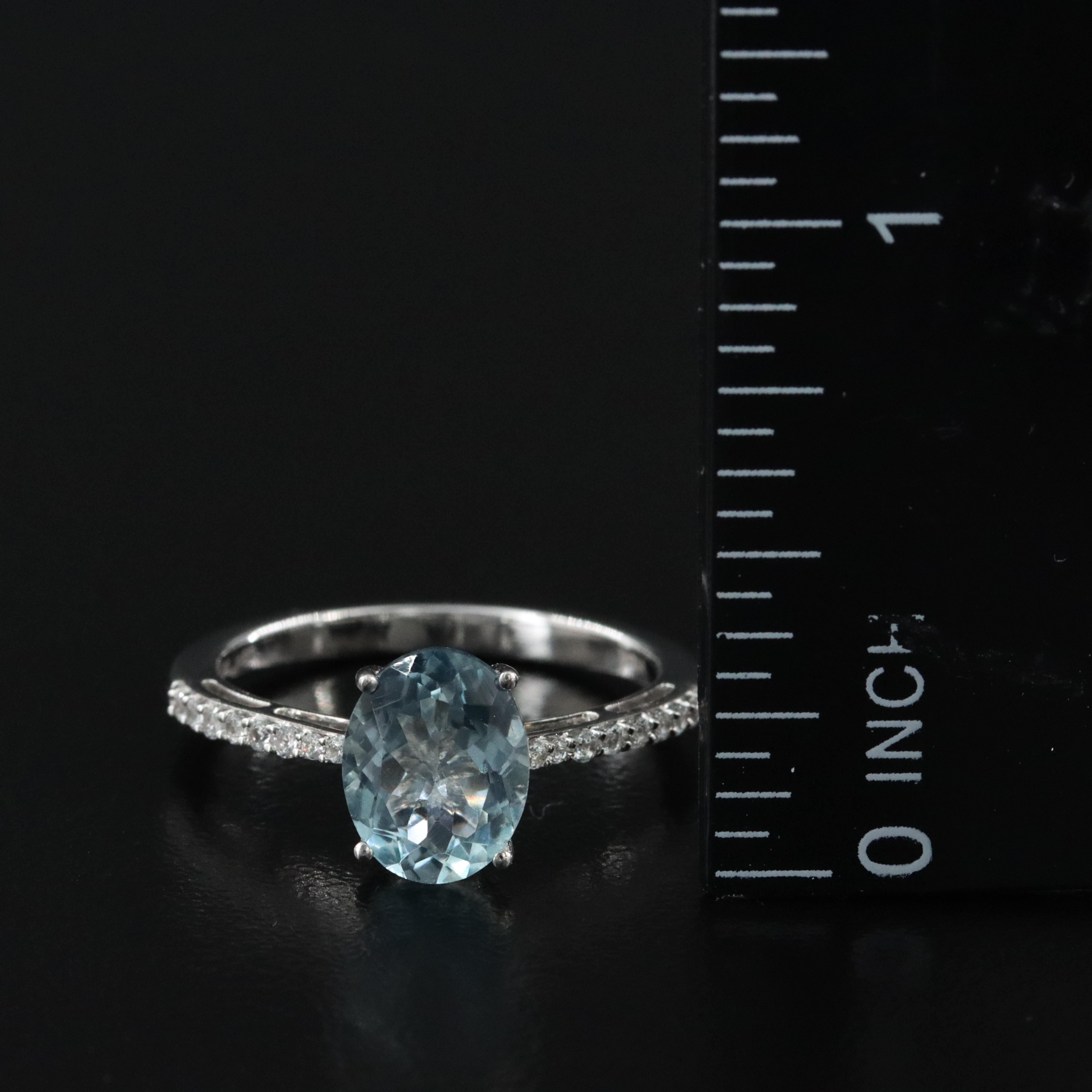 Sterling Aquamarine and White Sapphire Ring