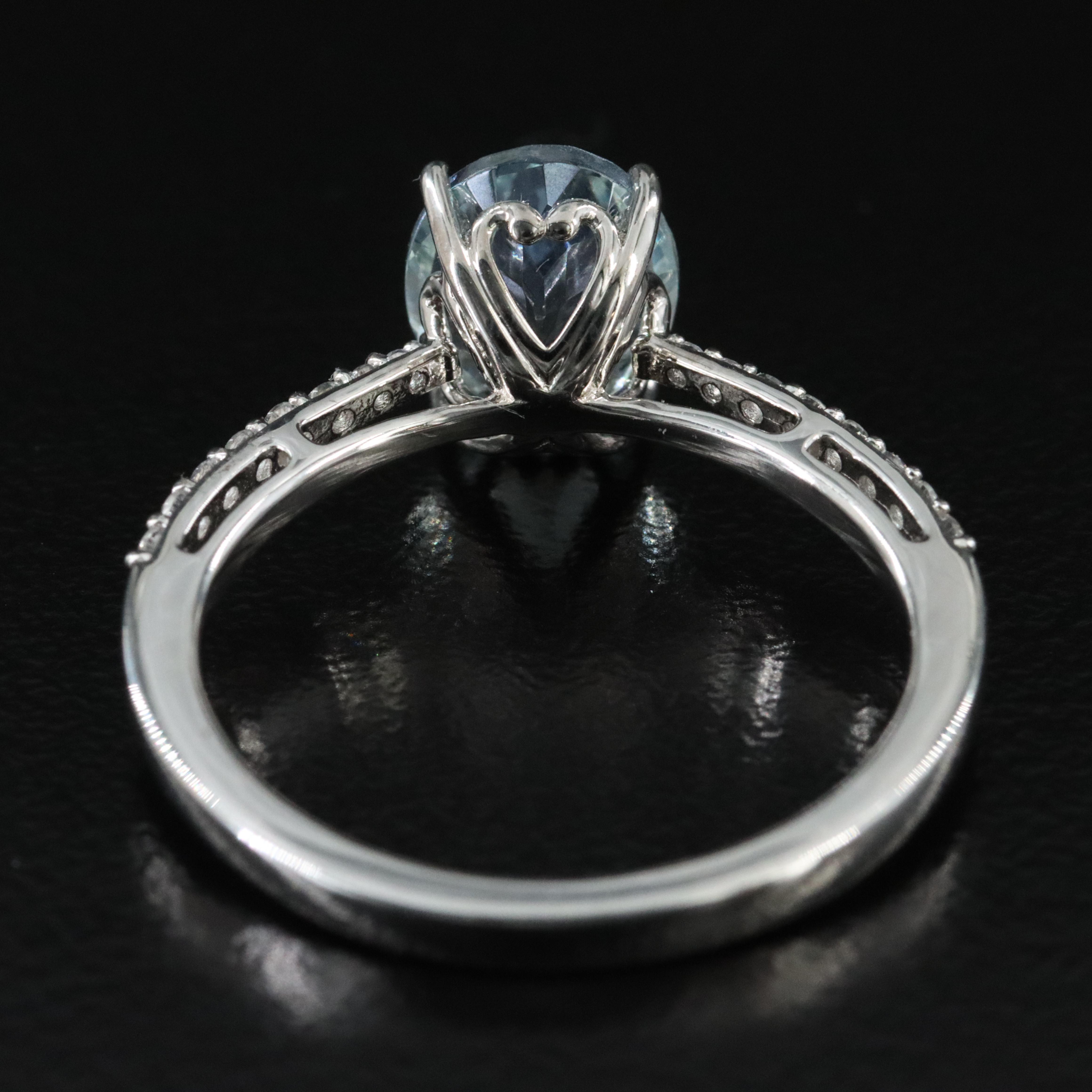 Sterling Aquamarine and White Sapphire Ring