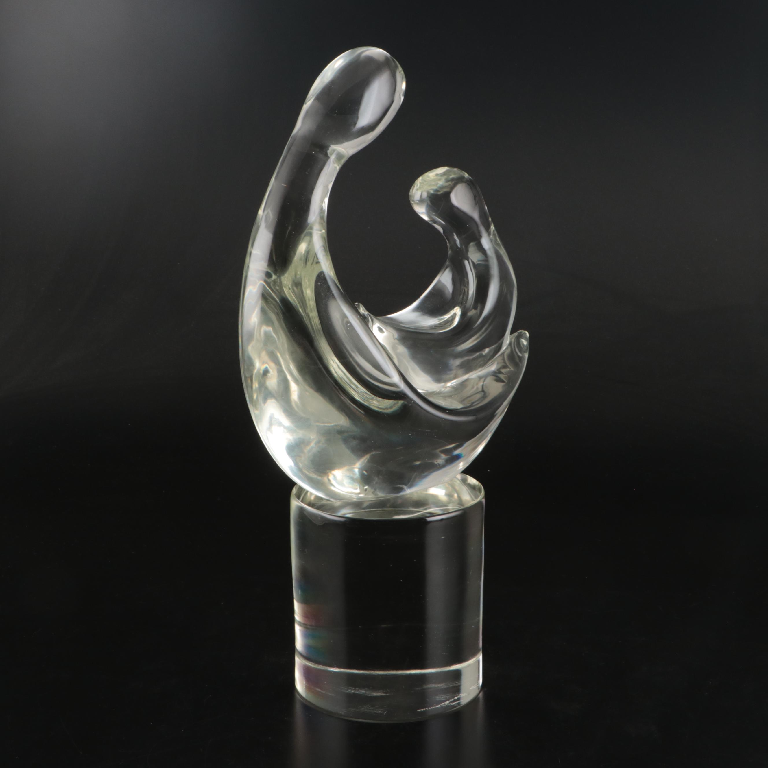 Oscar Zanetti Murano Mother and Child Art Glass Sculpture