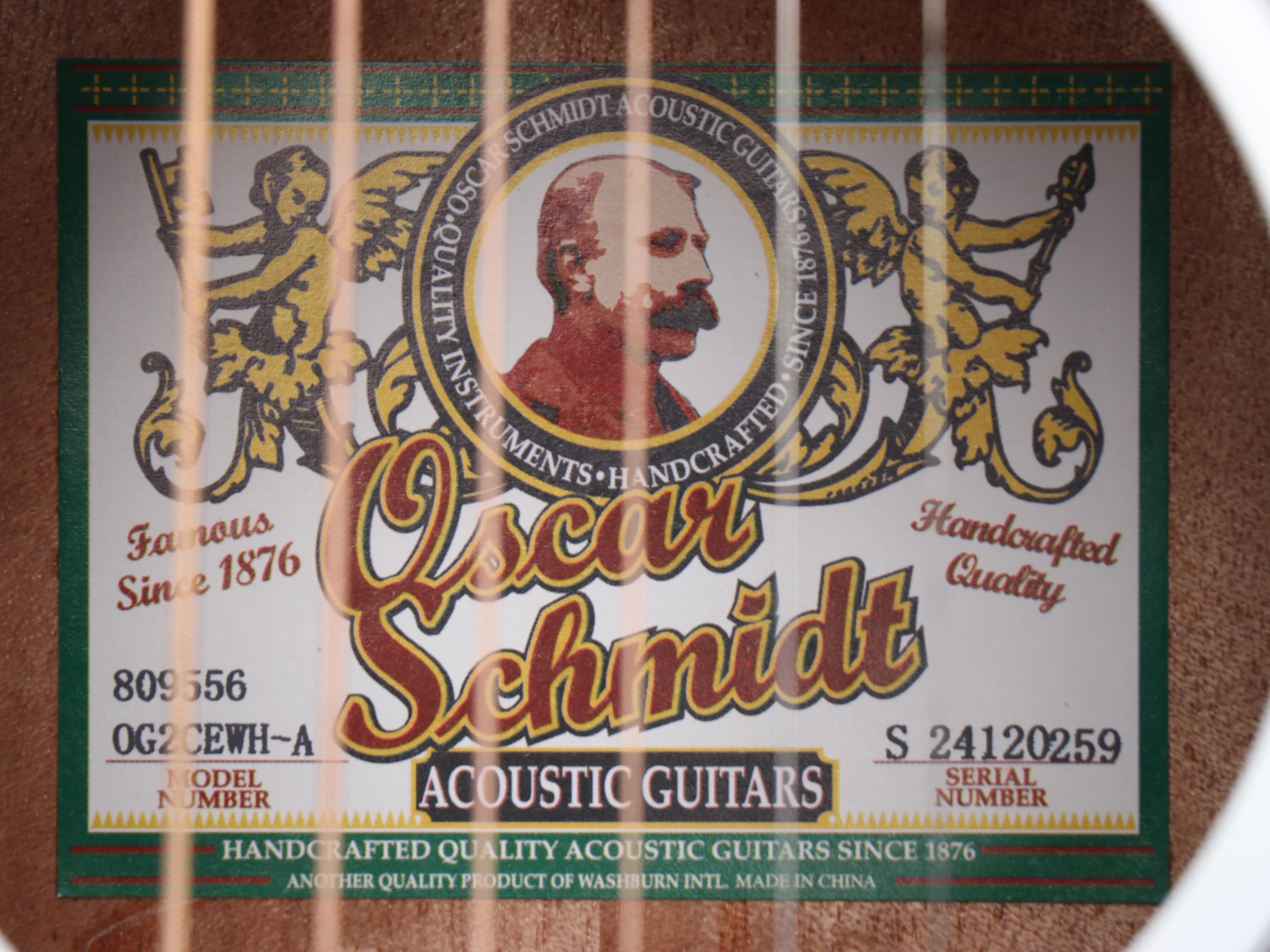 Oscar Schmidt by Washburn White Gloss Dreadnought Electric Acoustic Guitar