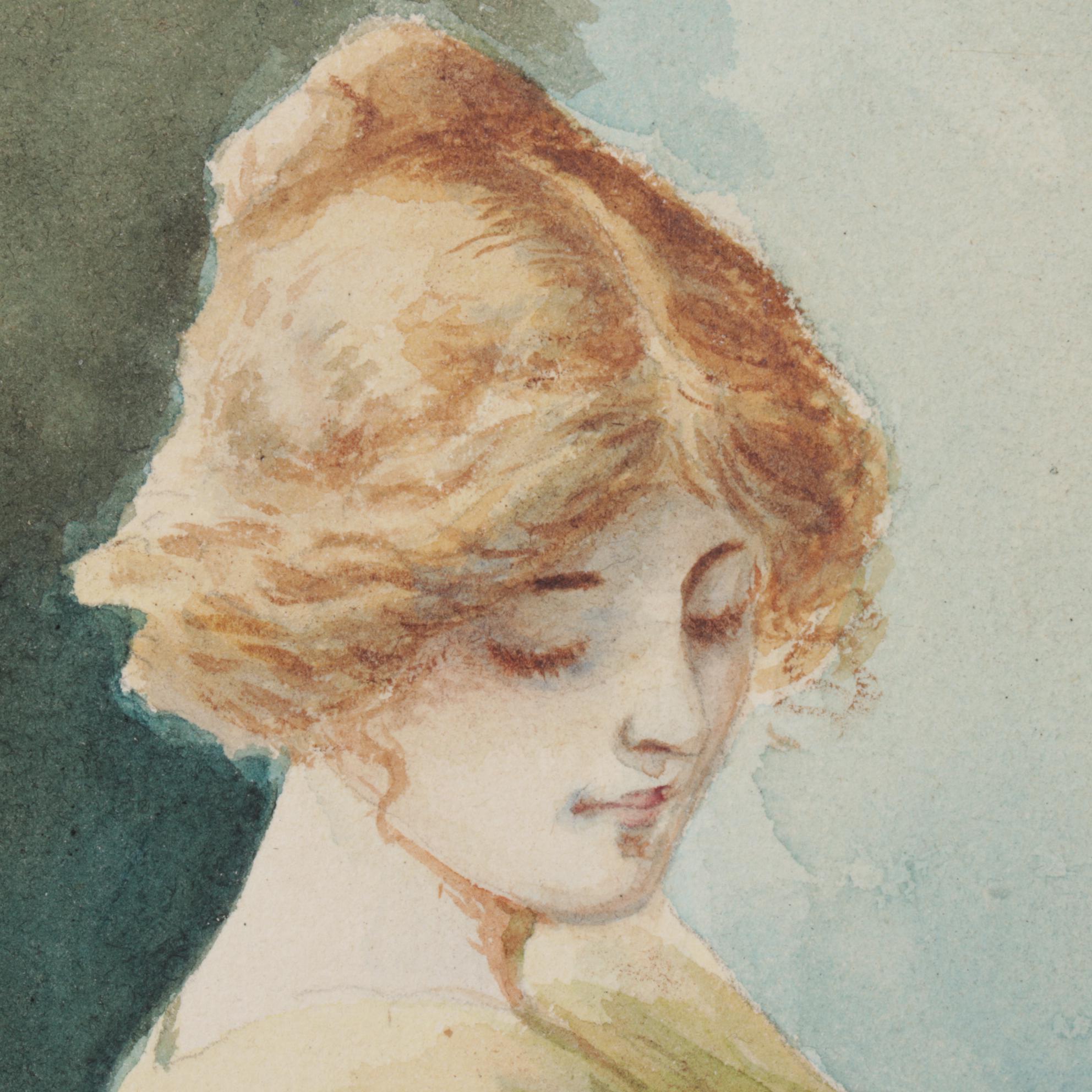 M.G. Myers Watercolor Painting After Maud Stumm "Young Mother", Mid-20th Century