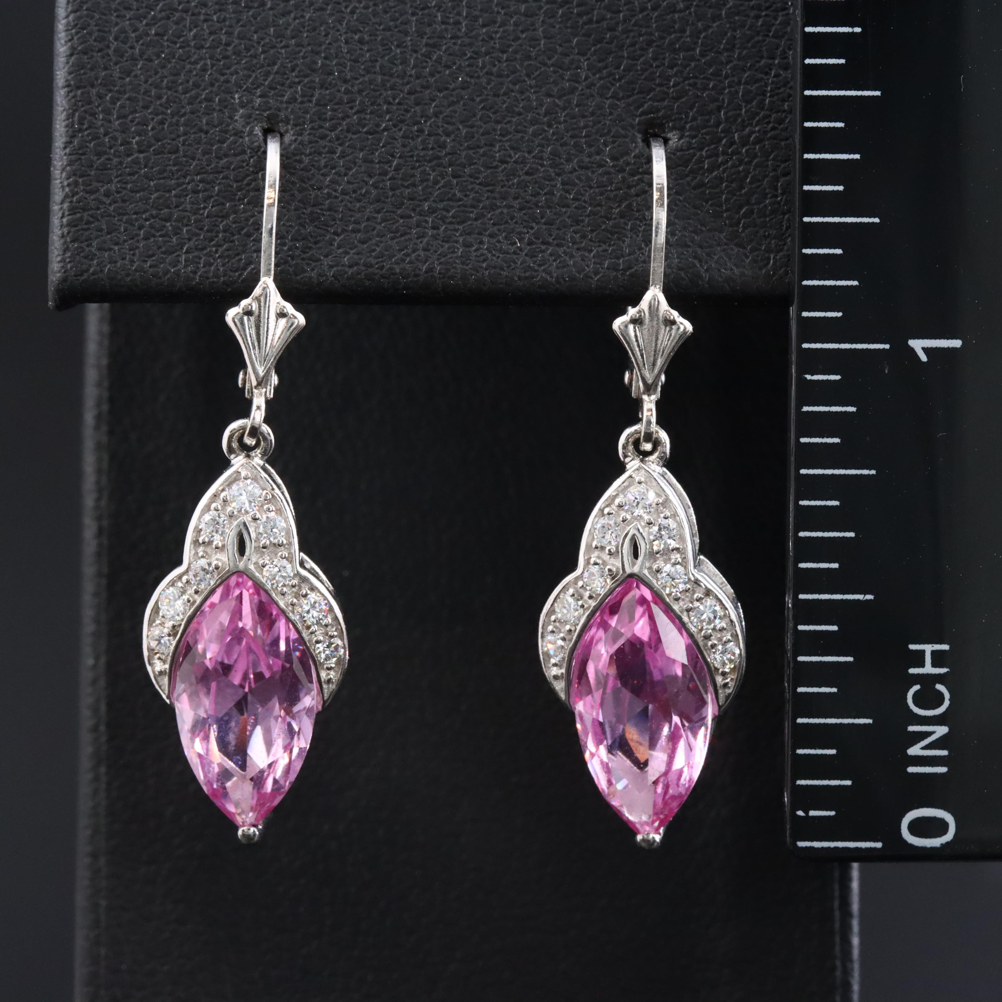 14K Pink Sapphire and CZ Earrings