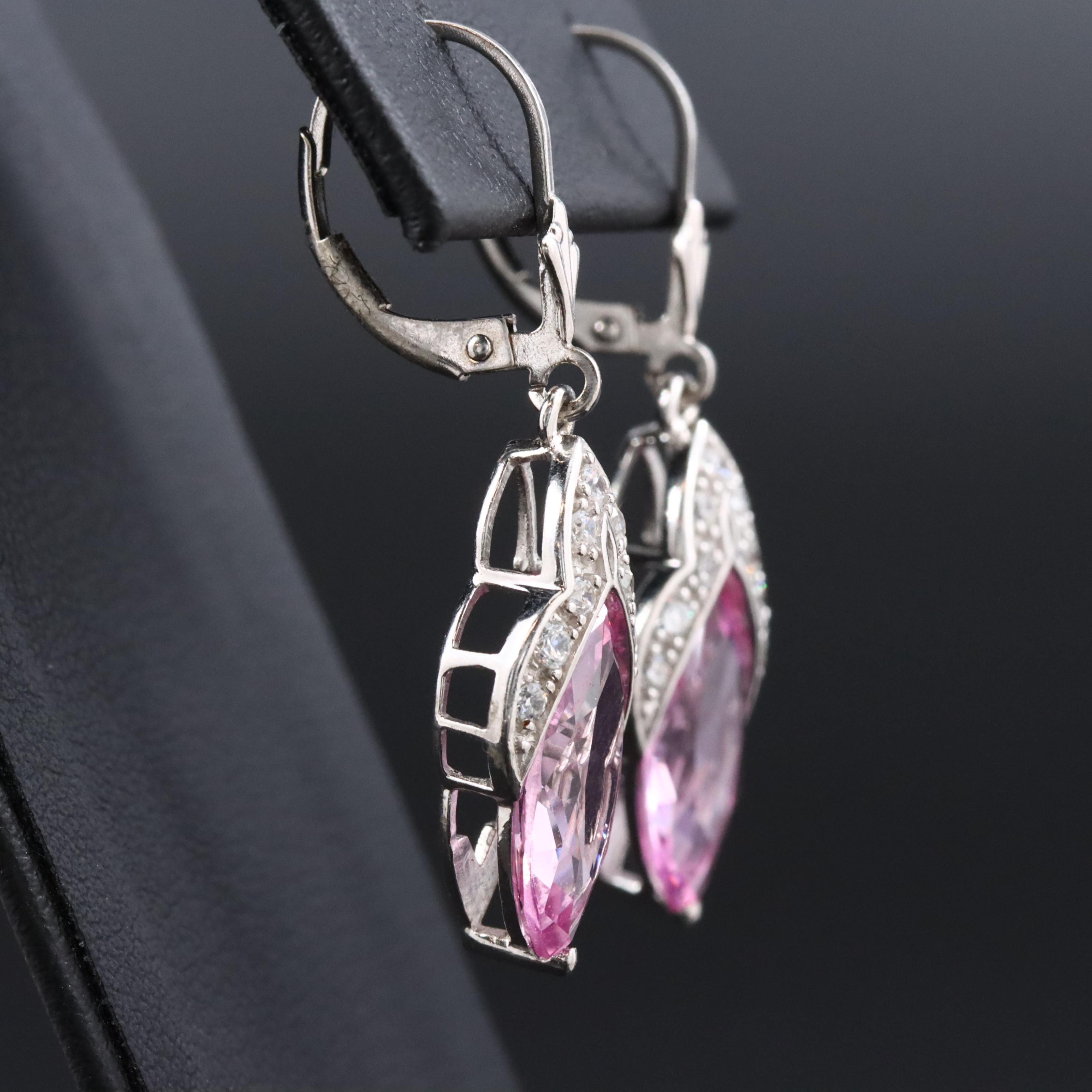 14K Pink Sapphire and CZ Earrings