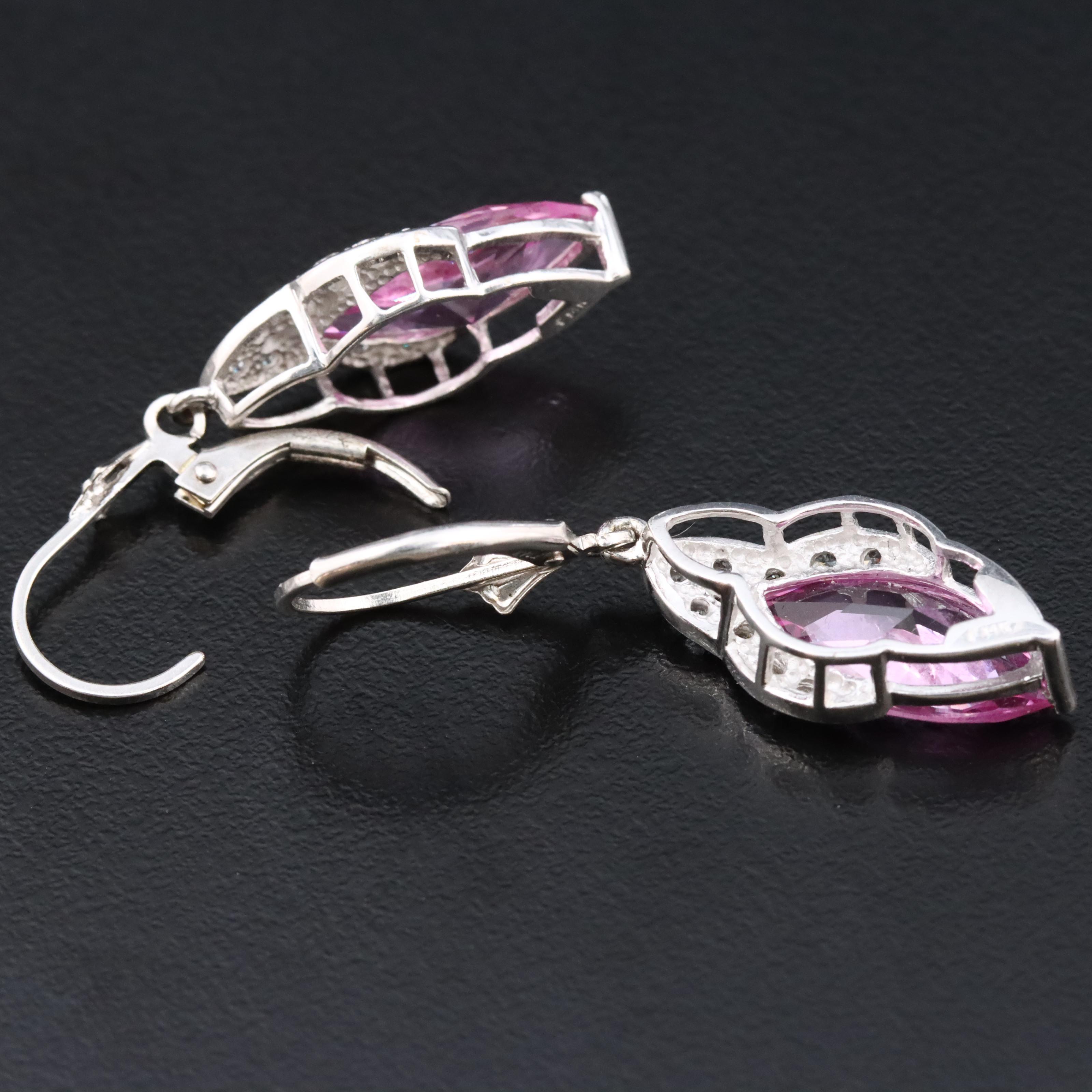 14K Pink Sapphire and CZ Earrings