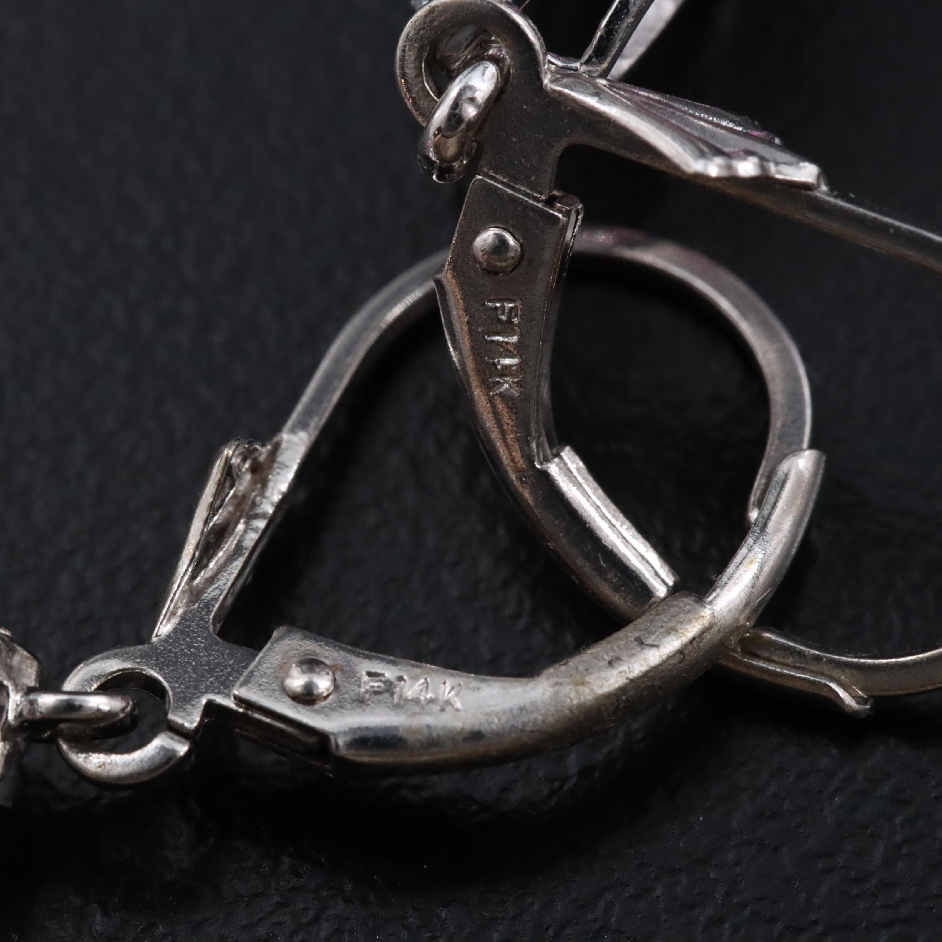 14K Pink Sapphire and CZ Earrings