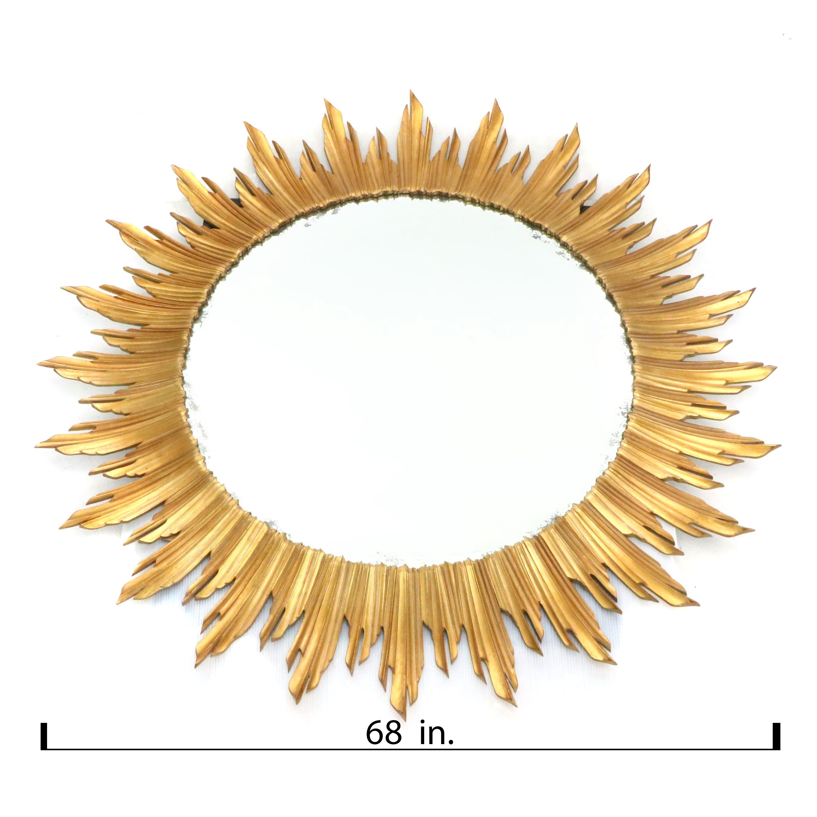 Mid Century Modern Style Gilt Sunburst Wall Mirror