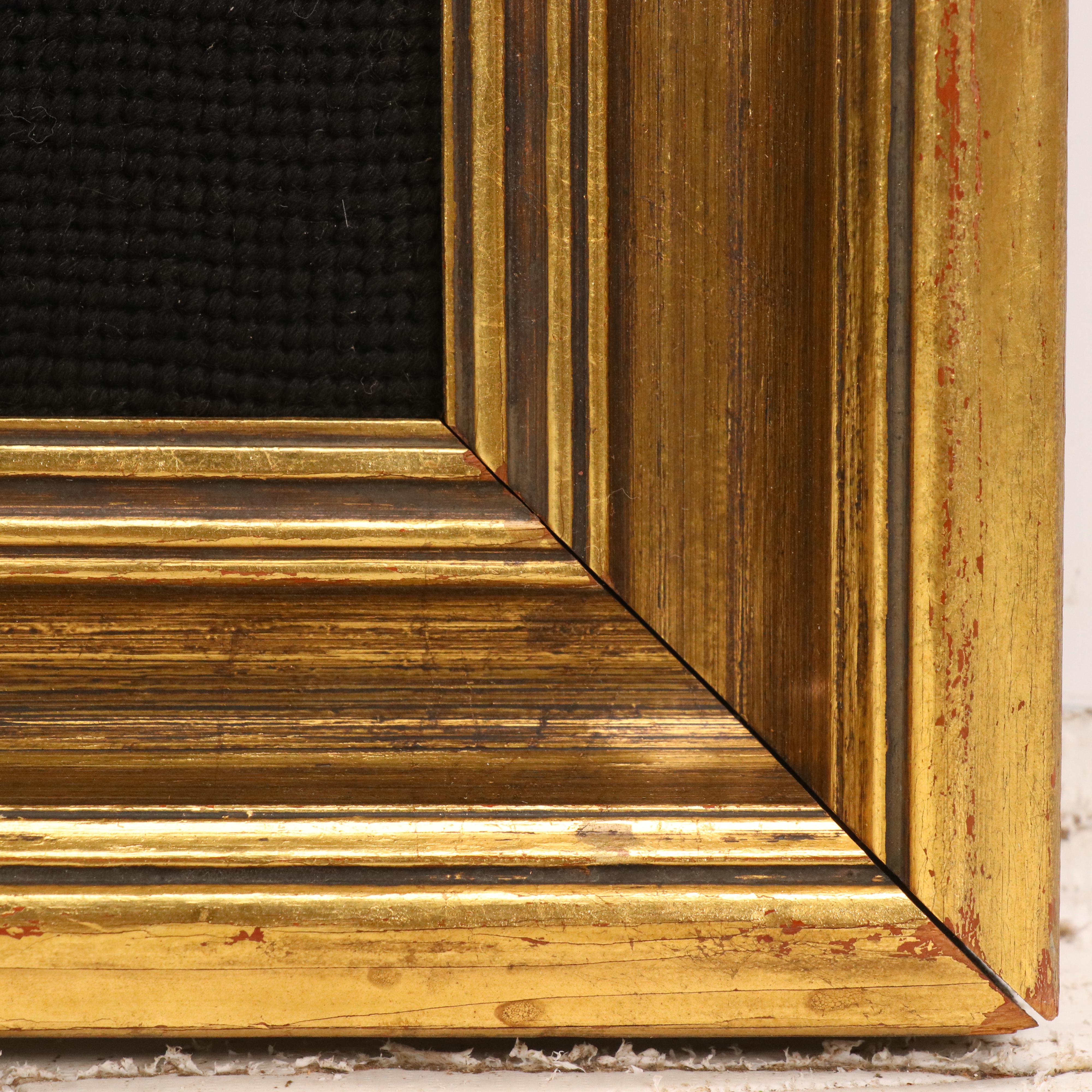 Handmade Needlepoint of Flower Bouquet in Frame, Mid to Late 20th Century