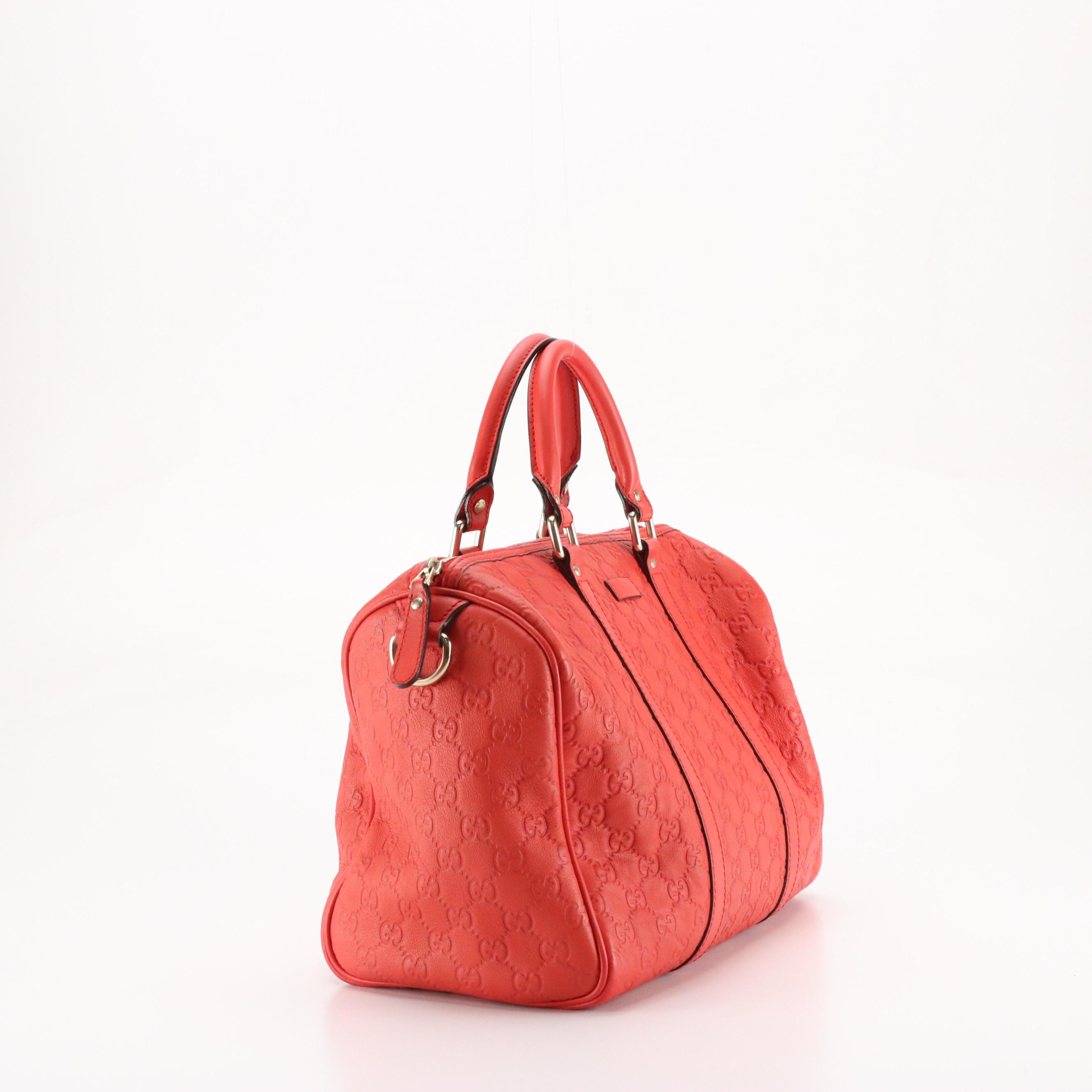 Gucci Joy Boston Bag in Red Guccissima Calfskin and Smooth Leather