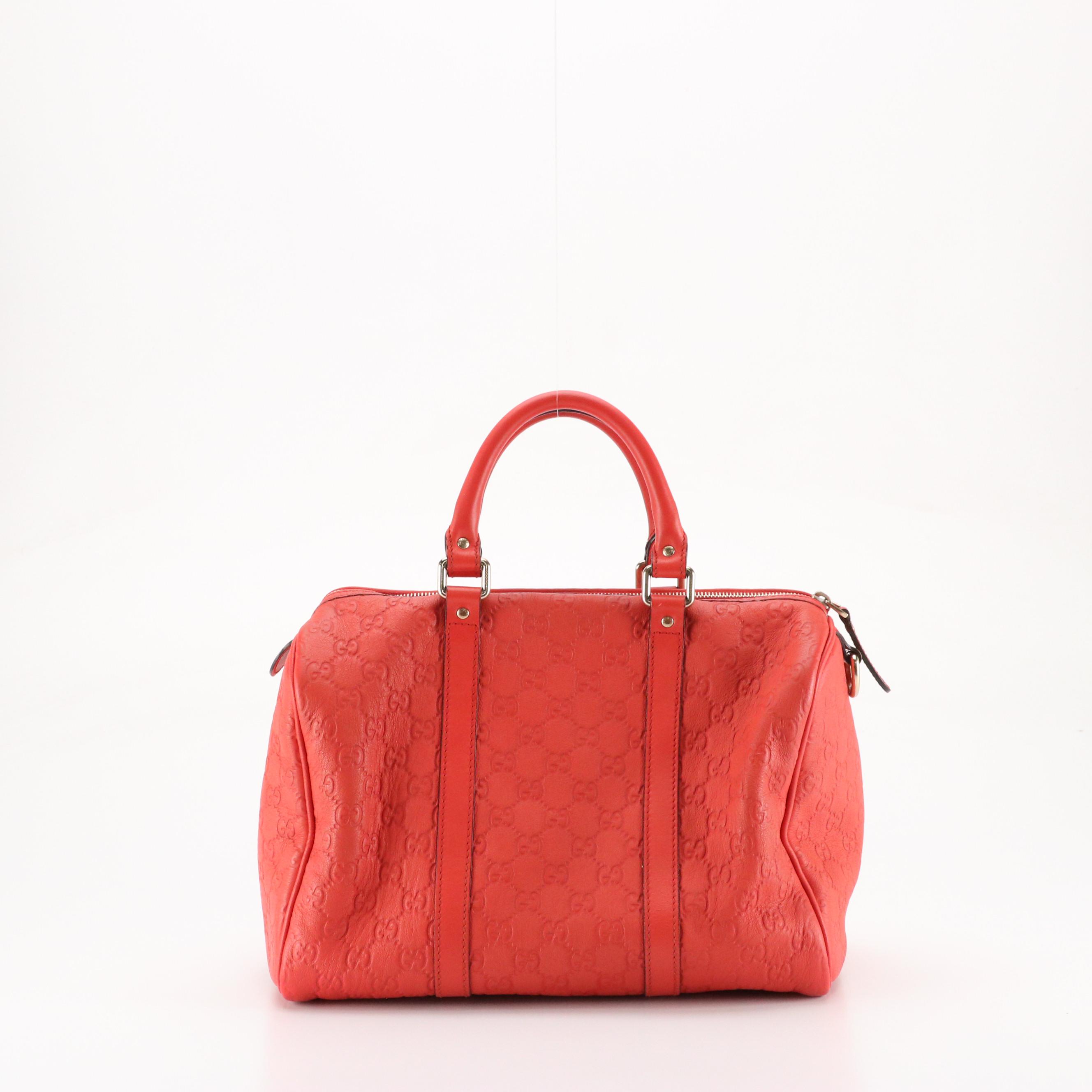 Gucci Joy Boston Bag in Red Guccissima Calfskin and Smooth Leather