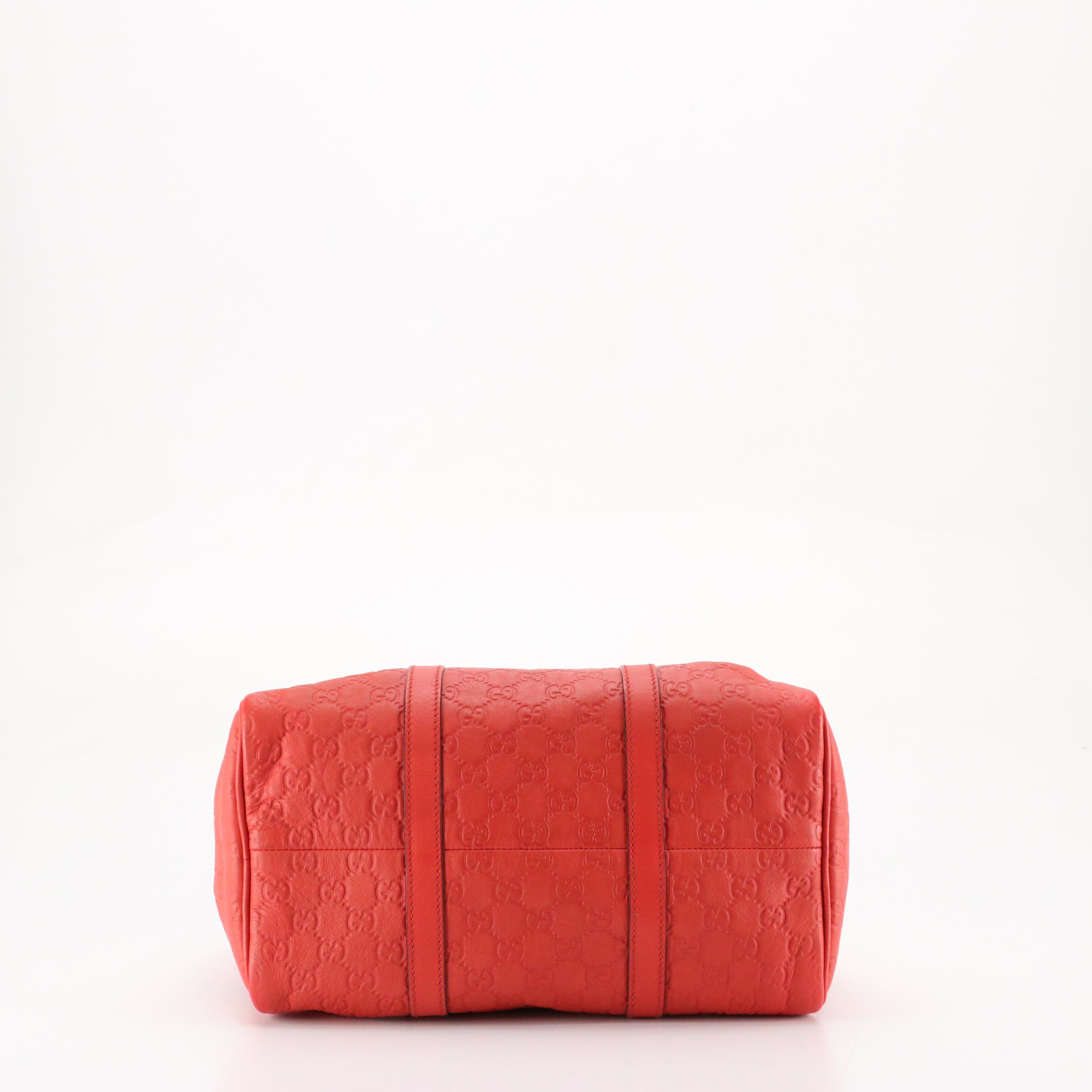 Gucci Joy Boston Bag in Red Guccissima Calfskin and Smooth Leather