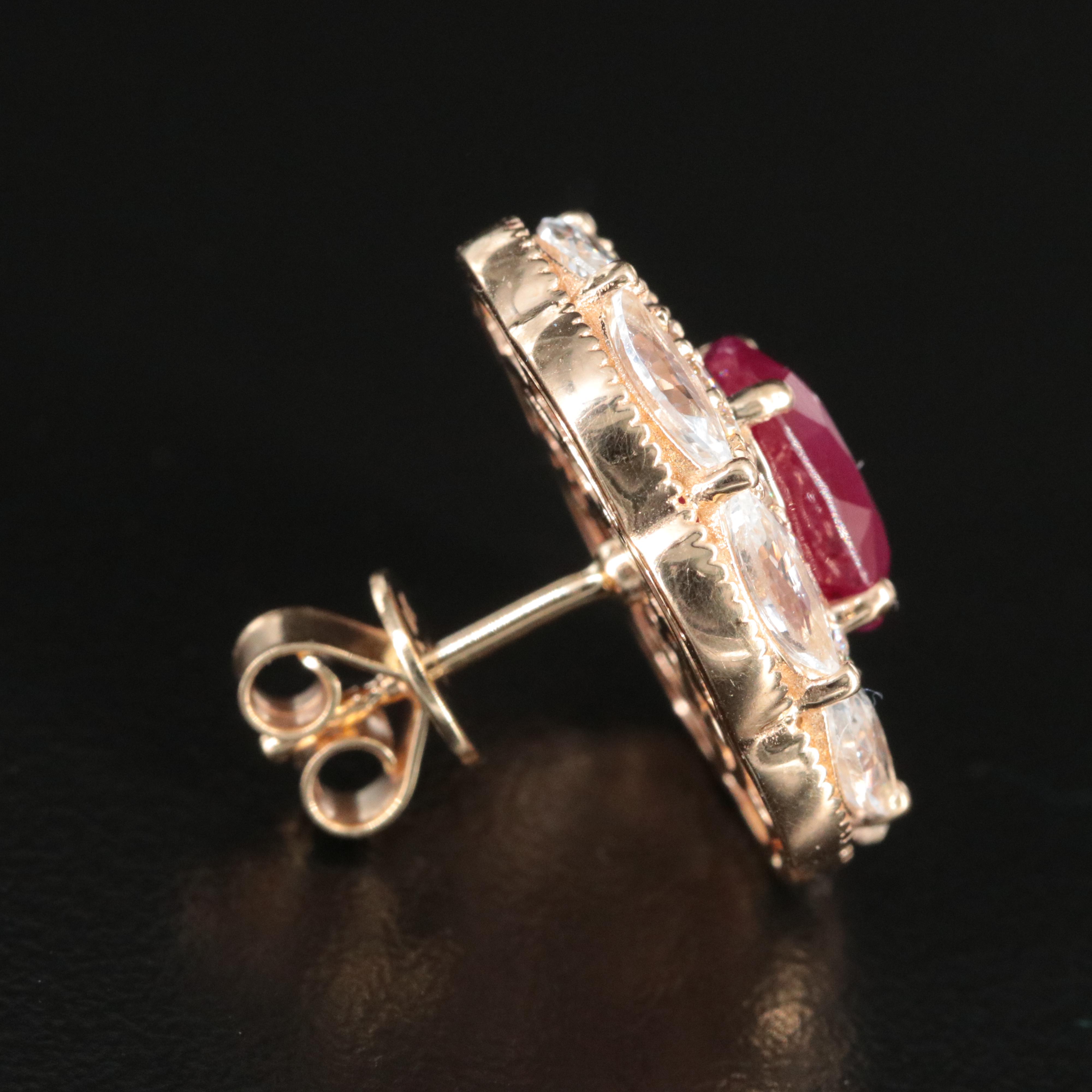 14K 5.96 CTW Ruby, White Sapphire, and Diamond Earrings with IGI Jewelry Report