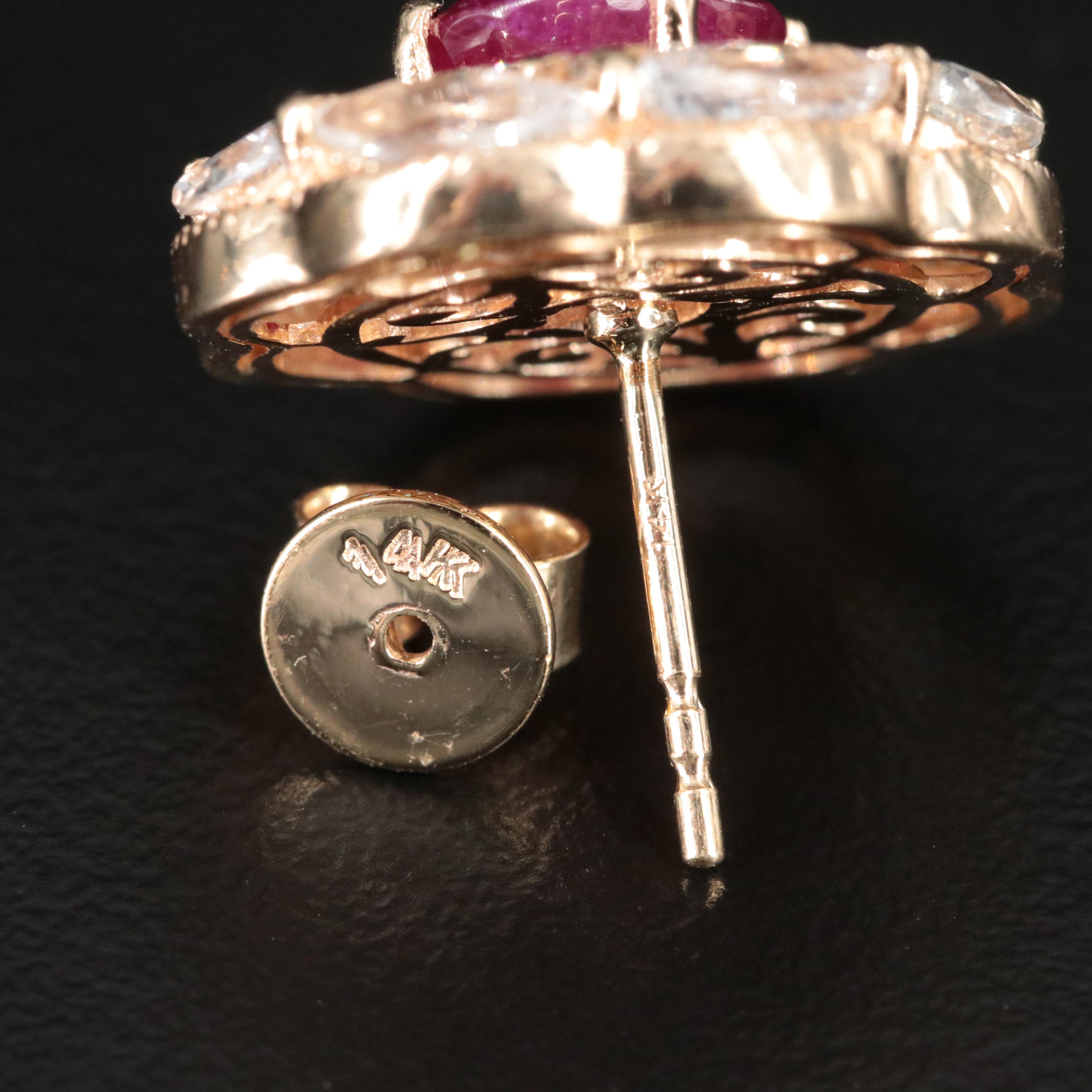 14K 5.96 CTW Ruby, White Sapphire, and Diamond Earrings with IGI Jewelry Report