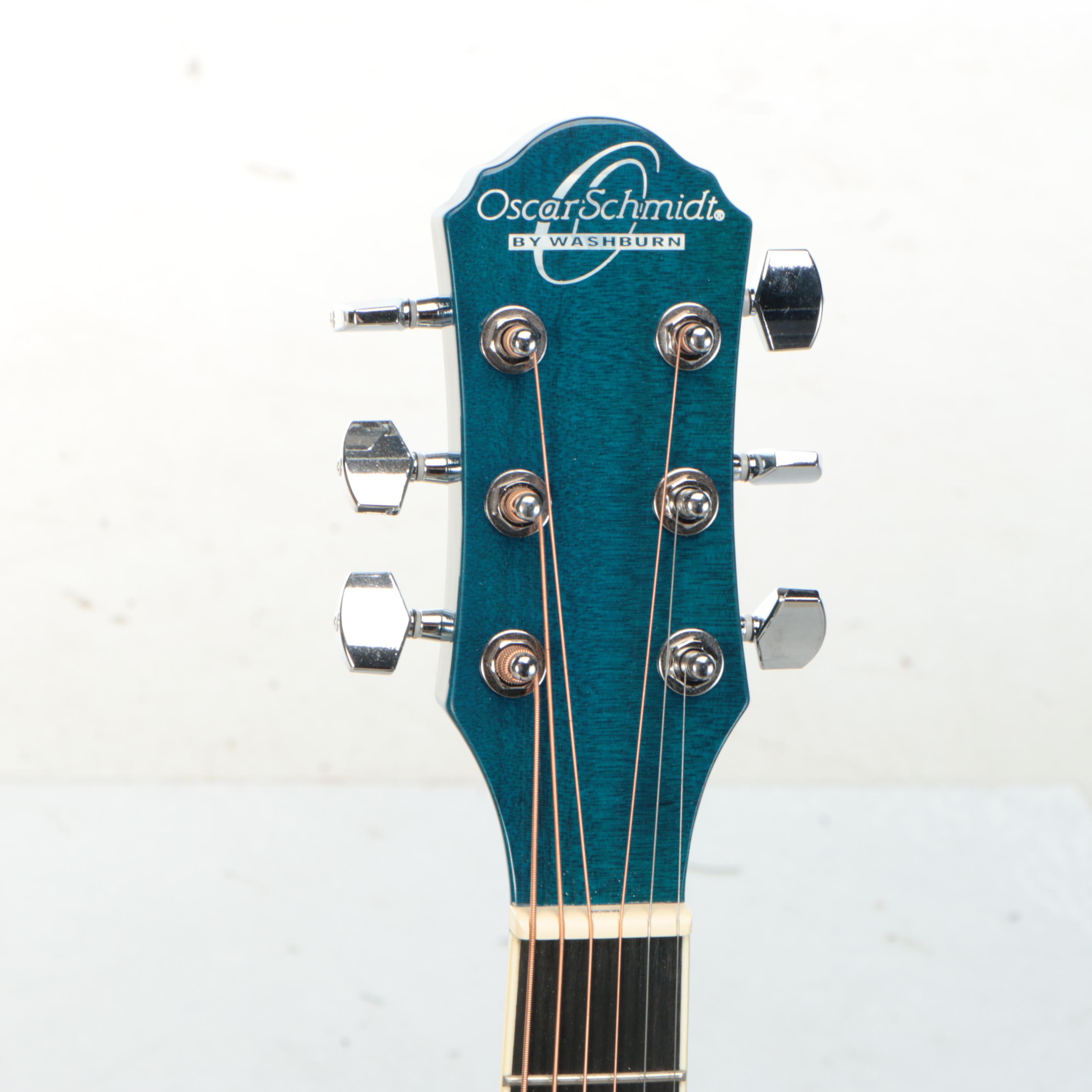 Oscar Schmidt by Washburn 1/2 Size Dreadnought Blue Acoustic Guitar