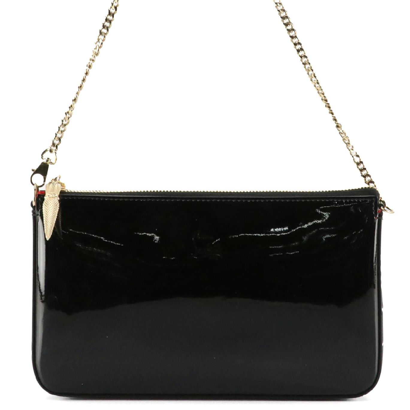 Christian Louboutin Black Patent Leather/Lipstick Zip Pull Loubila Shoulder Bag