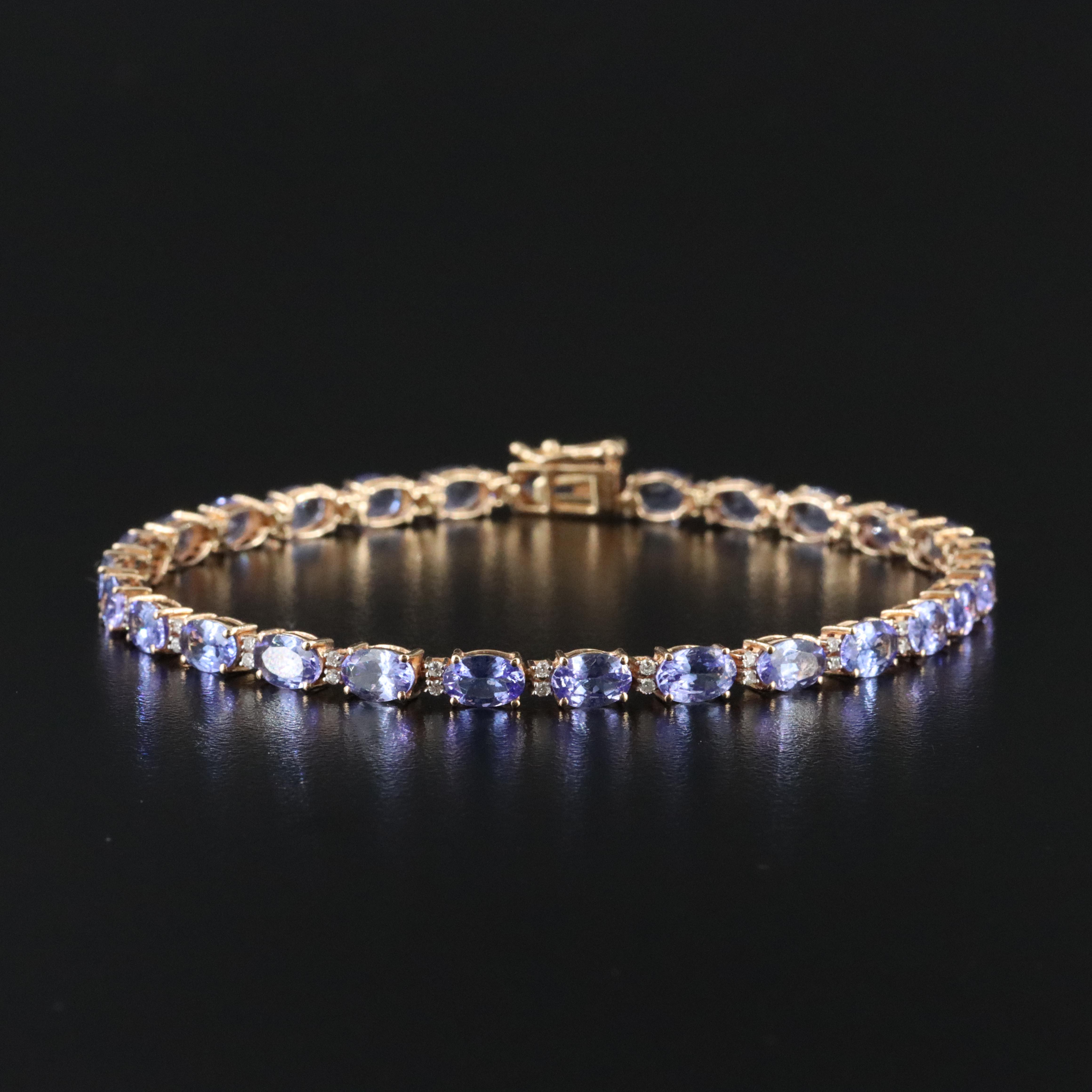 14K Tanzanite and Diamond Line Bracelet