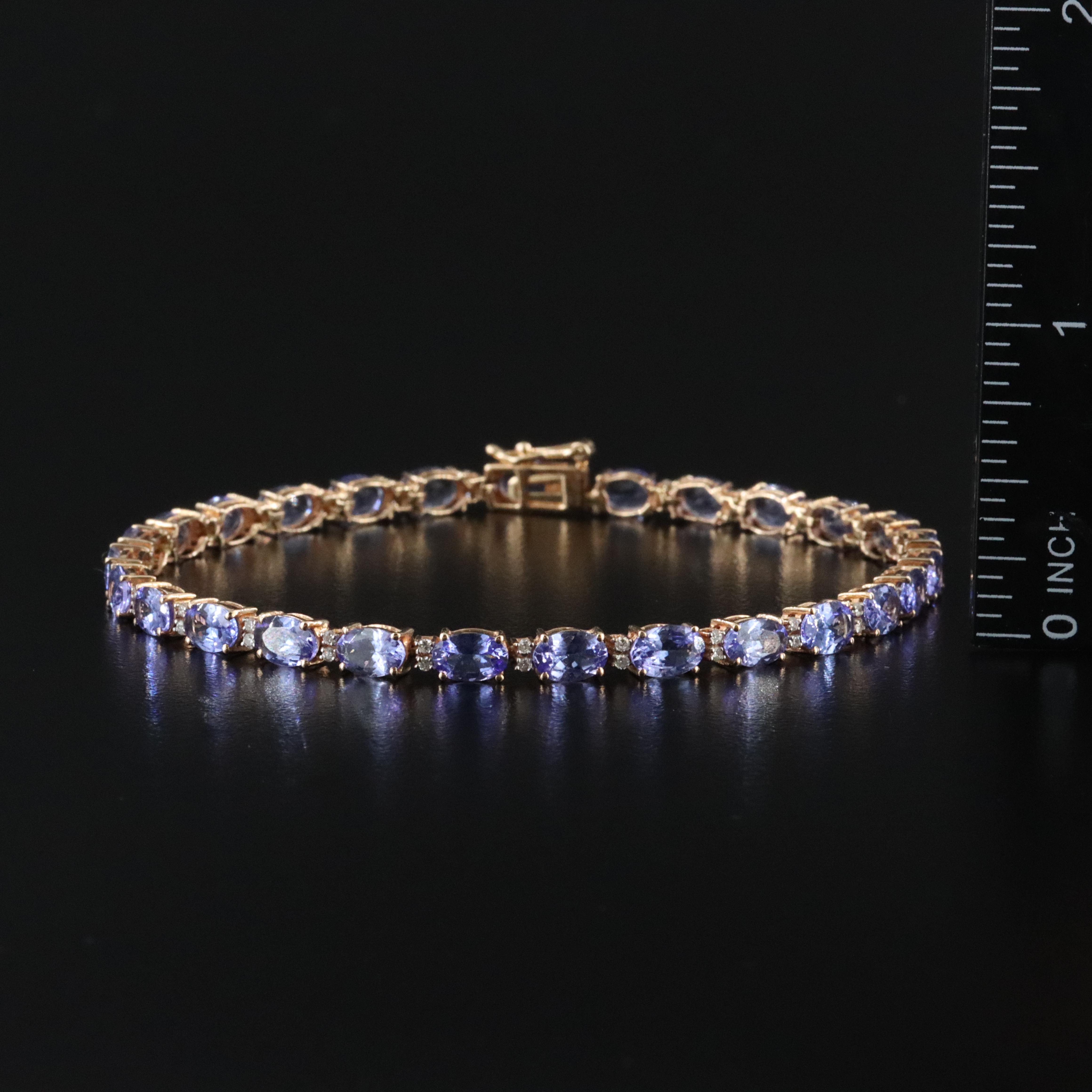 14K Tanzanite and Diamond Line Bracelet