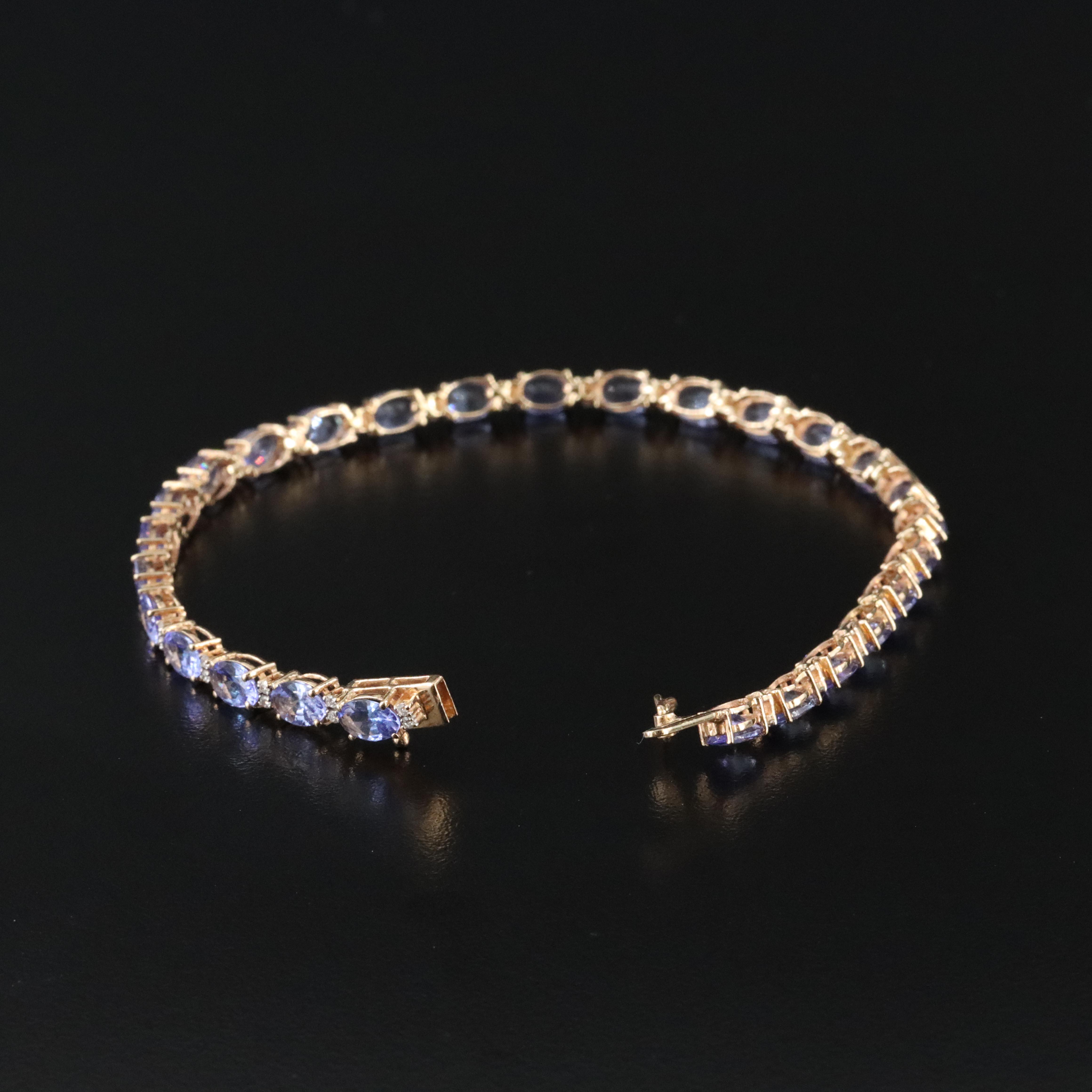 14K Tanzanite and Diamond Line Bracelet
