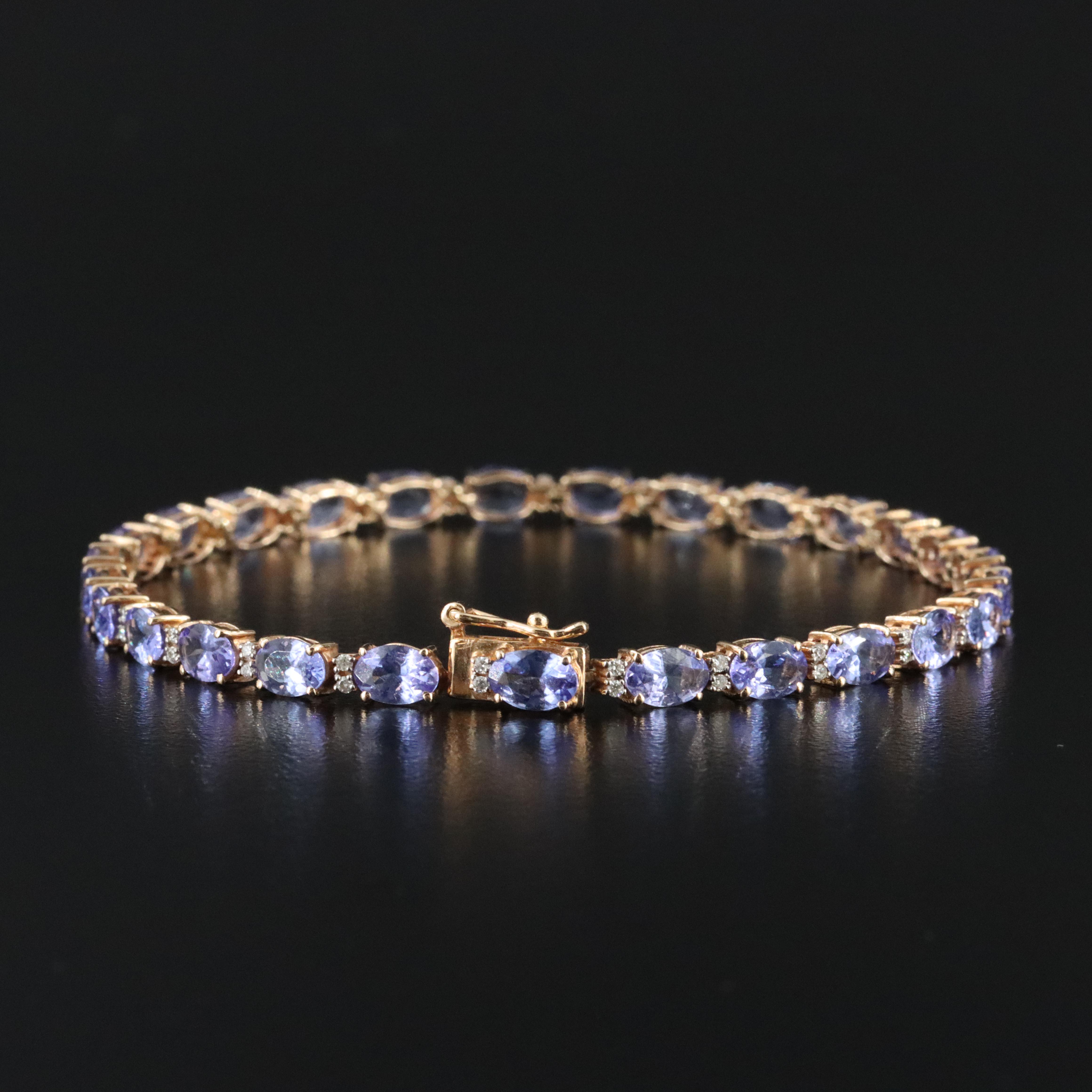 14K Tanzanite and Diamond Line Bracelet