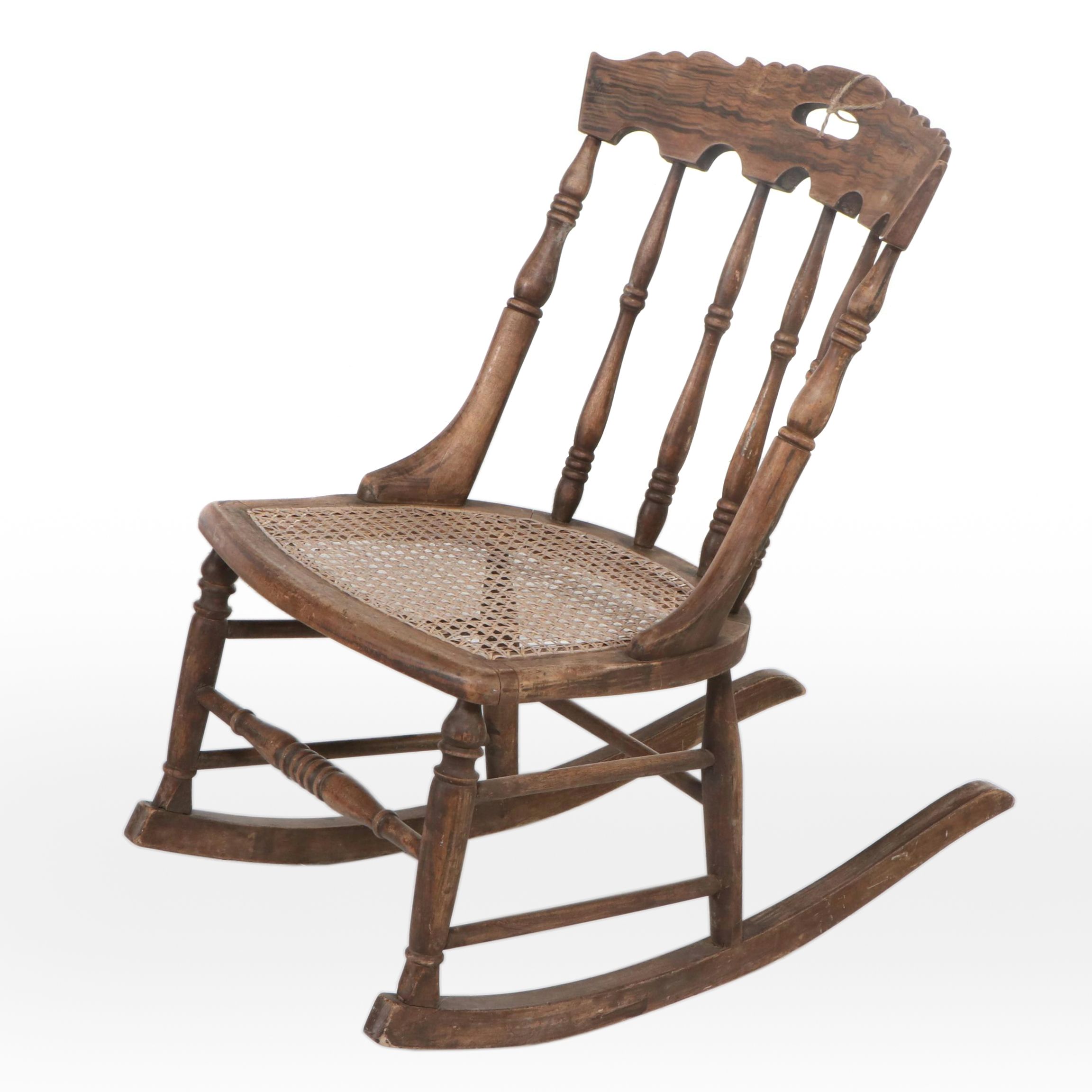 Rocking Chair With Woven Cane Seat