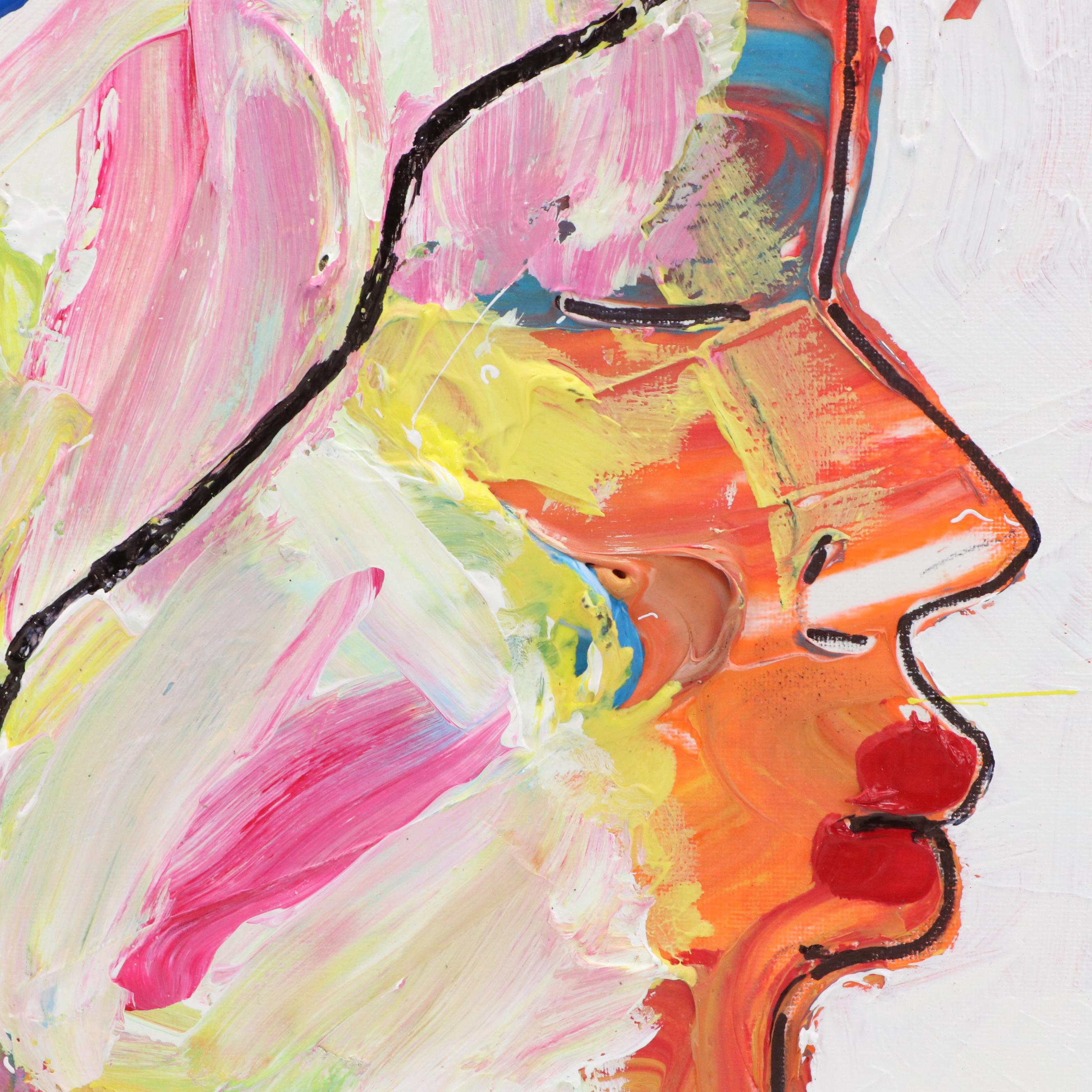 Abiola Idowu Stylized Impasto Acrylic Portrait "Meditation," 2022