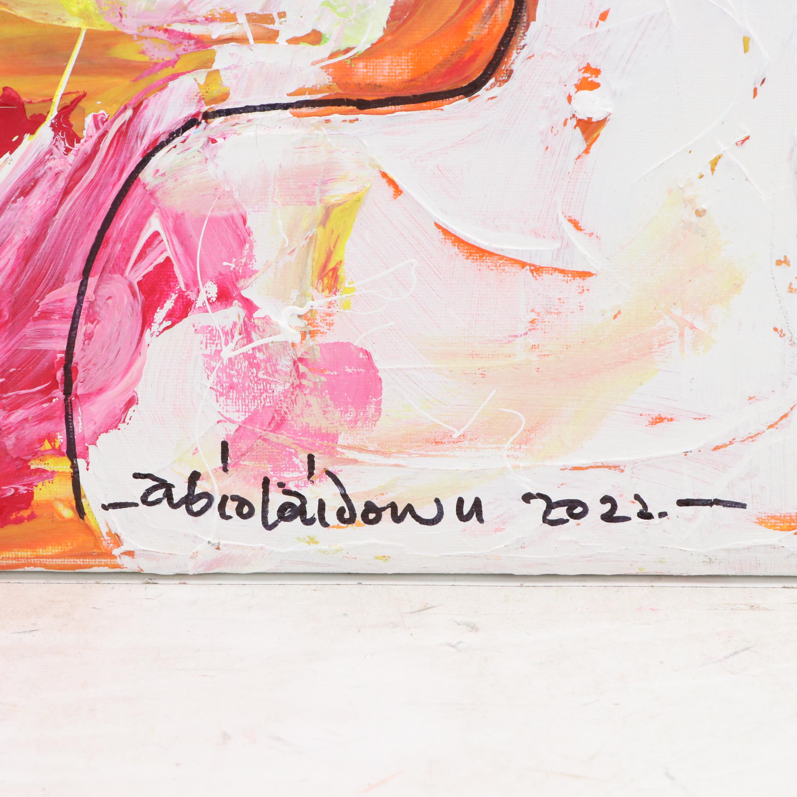 Abiola Idowu Stylized Impasto Acrylic Portrait "Meditation," 2022