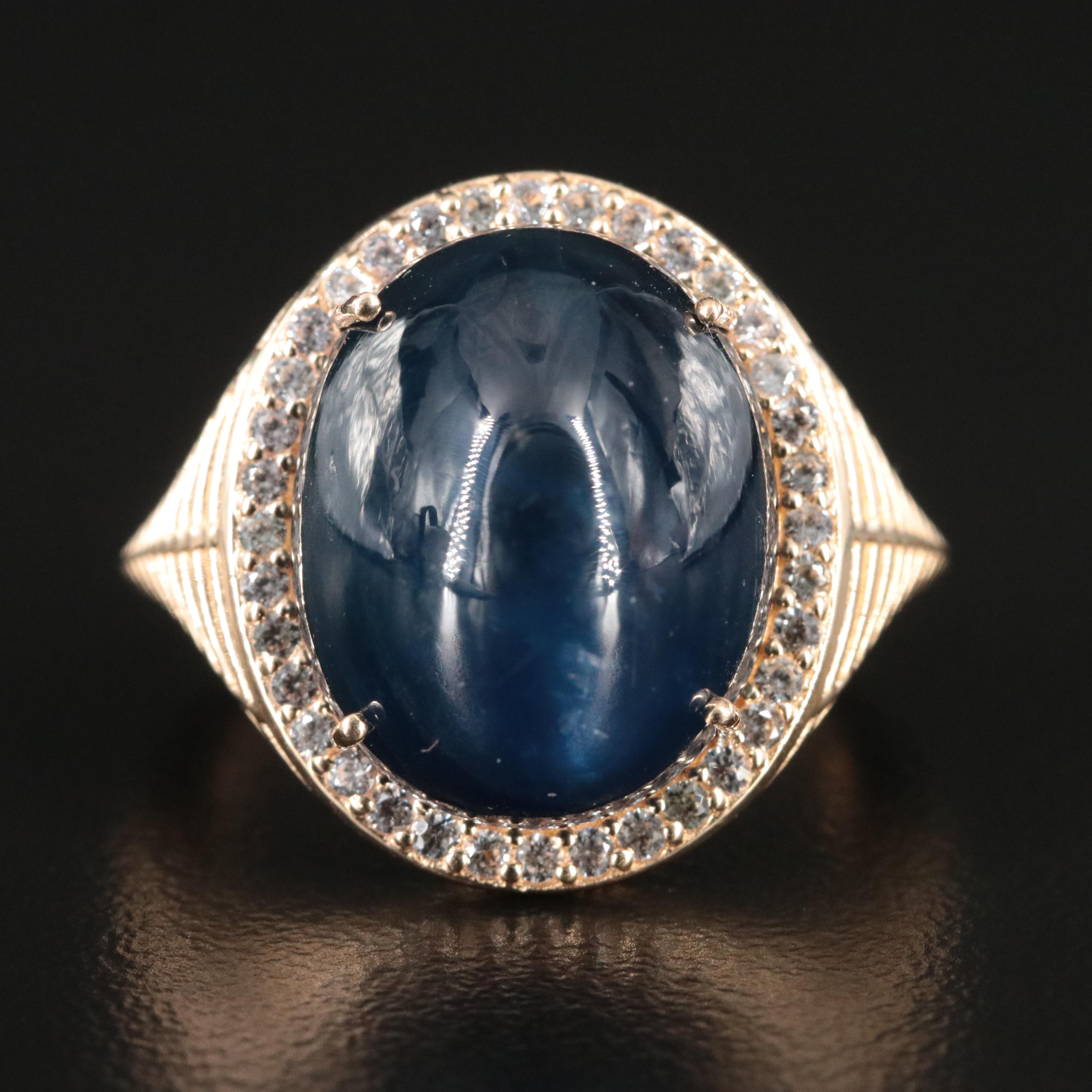 14K 18.47 CT Sapphire and White Sapphire Ring with IGI Jewelry Report