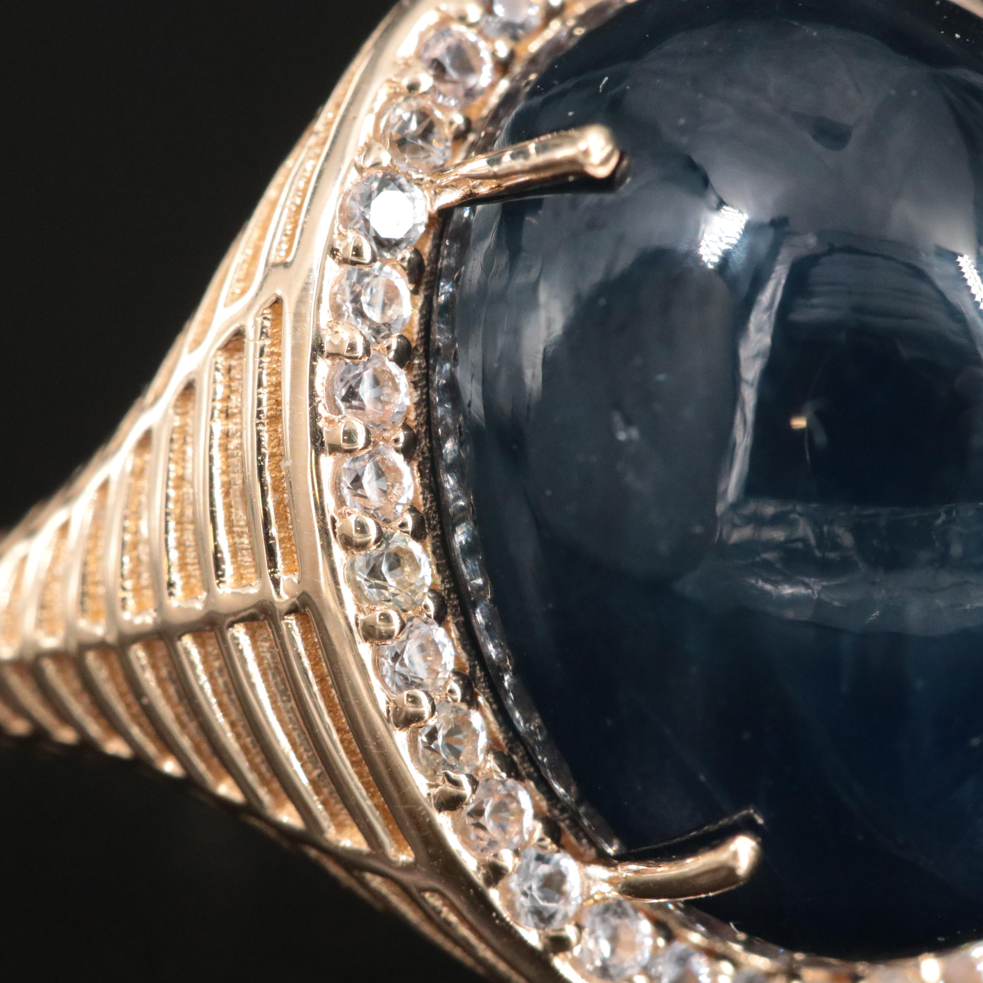 14K 18.47 CT Sapphire and White Sapphire Ring with IGI Jewelry Report