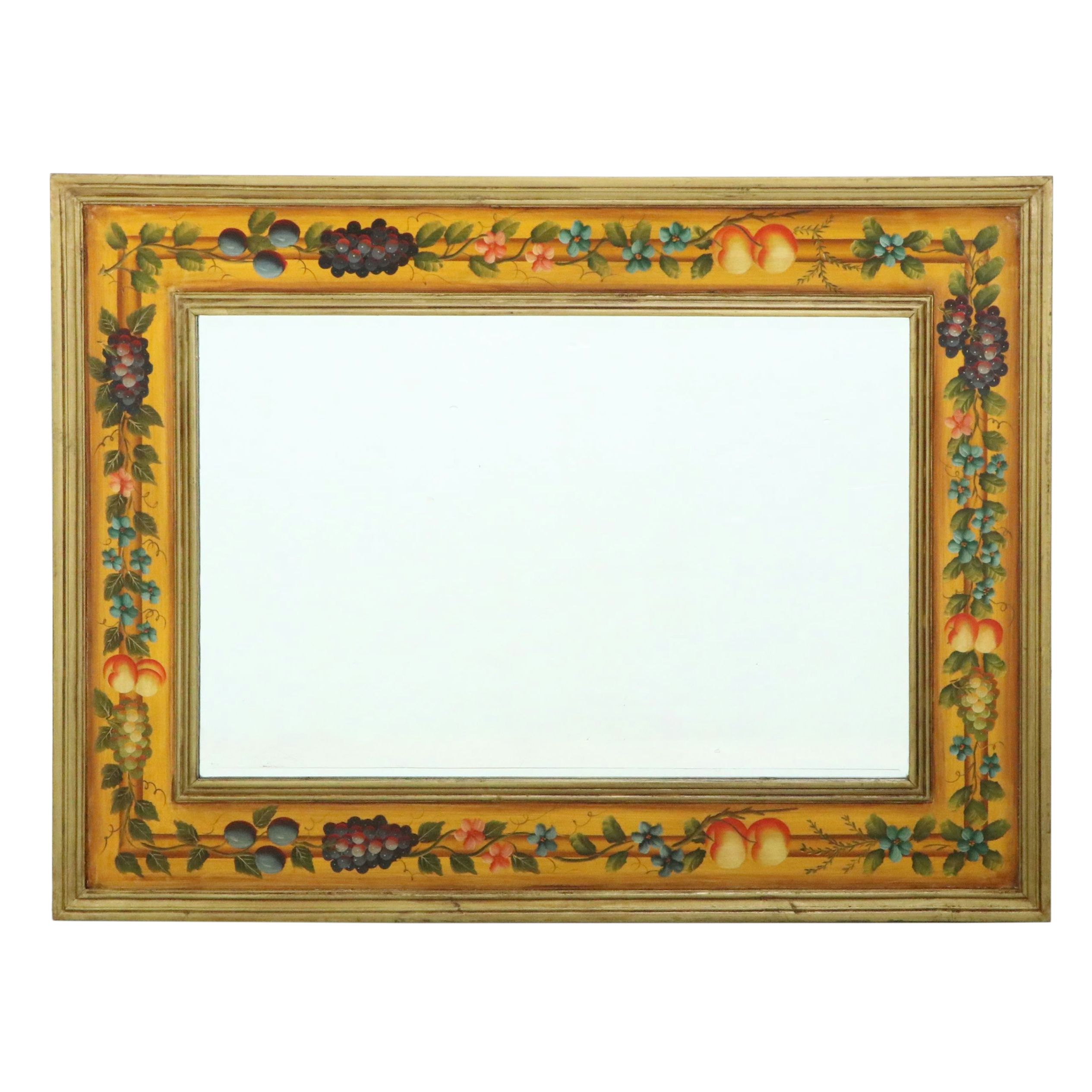 Tuscan Style Hand-Painted Fruit Motif Framed Wall Mirror