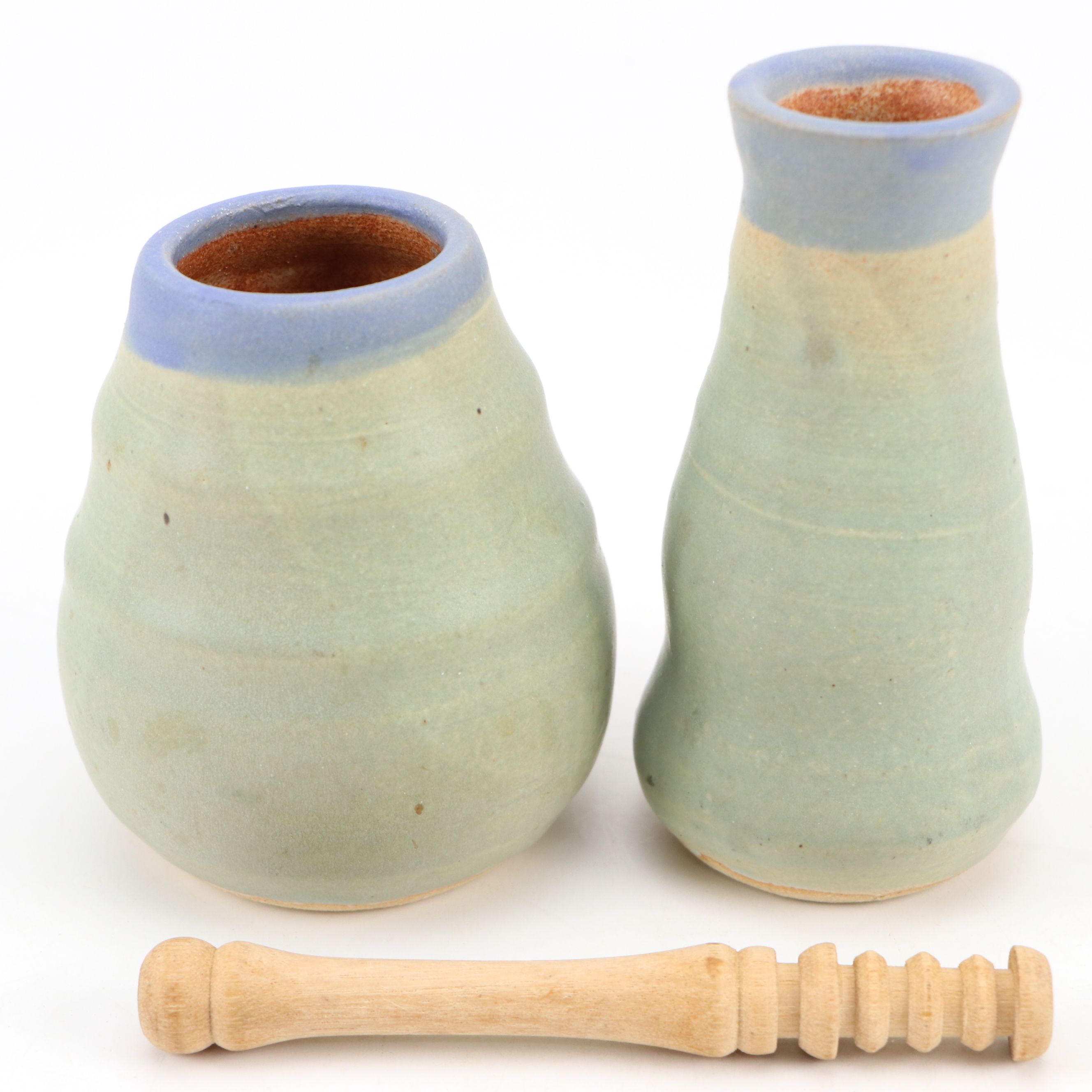 Dick Overman Handcrafted Ceramic Honey Pot and Bud Vase