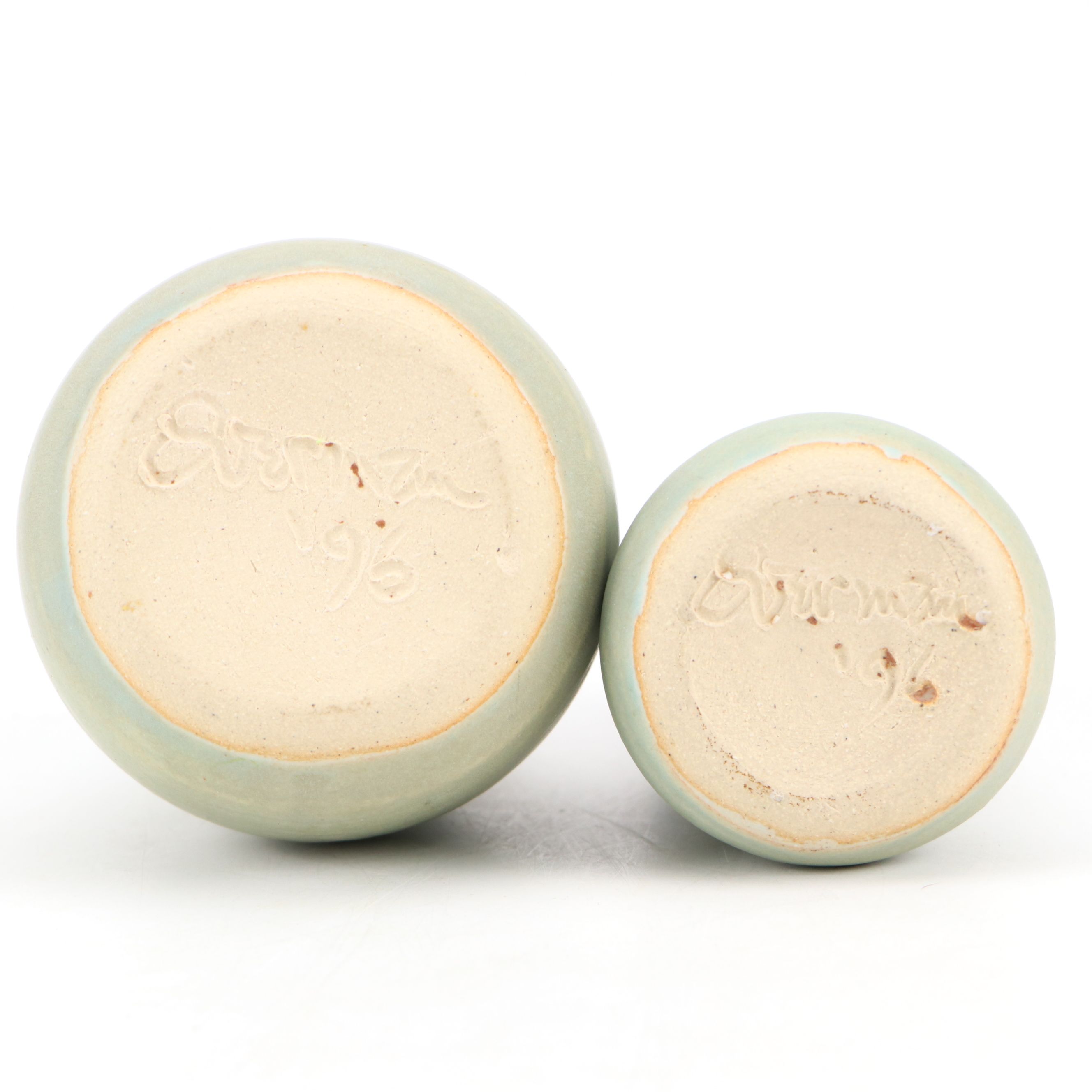 Dick Overman Handcrafted Ceramic Honey Pot and Bud Vase