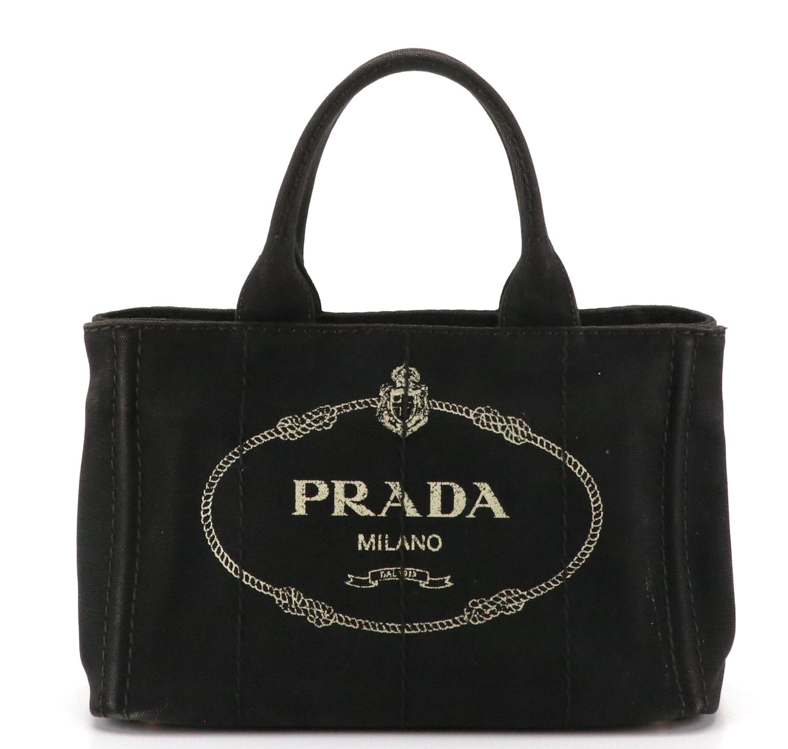 Prada Canapa Logo Canvas and Saffiano Leather Two-Way Tote
