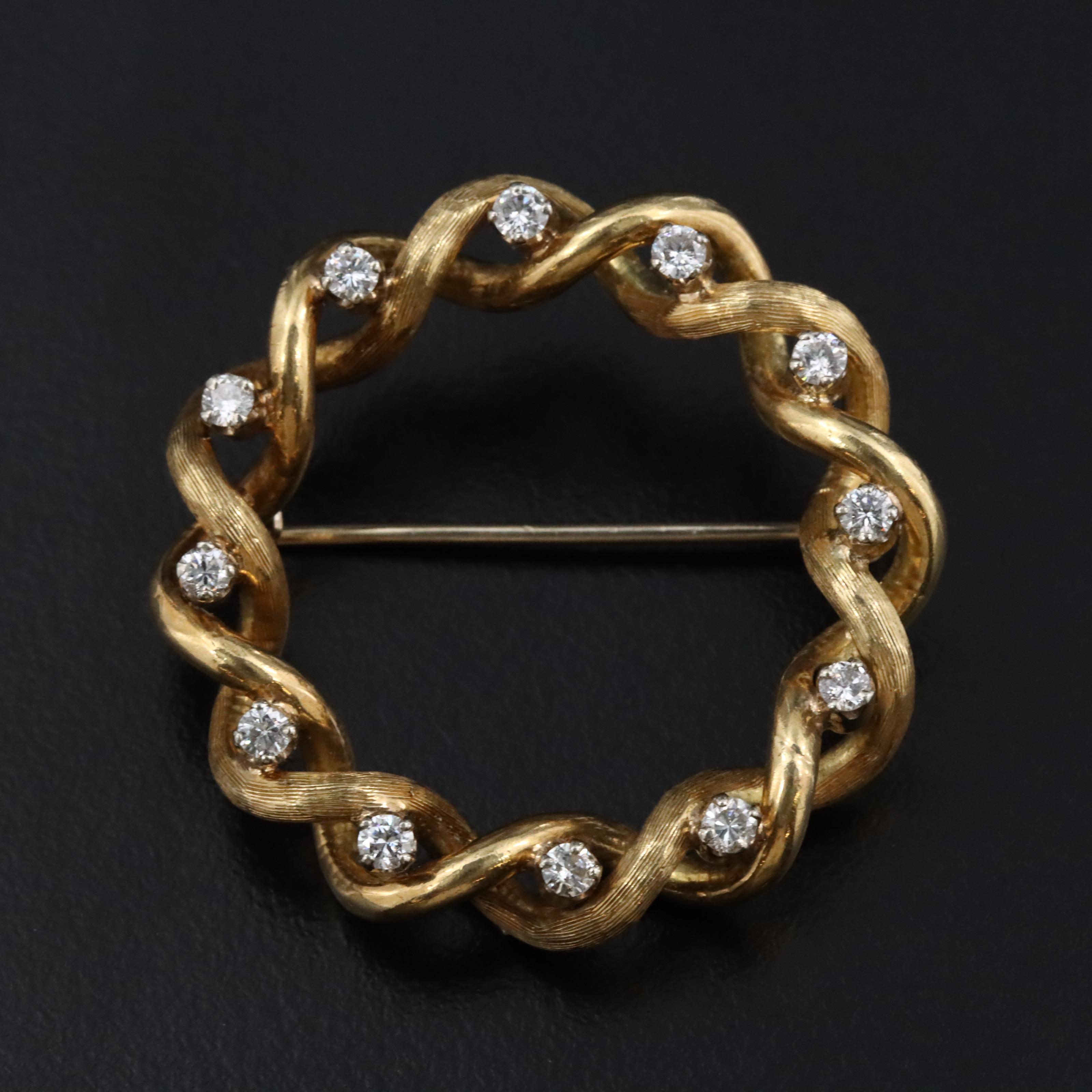 Robert Rosenthal 18K 0.54 CTW Diamond Braided Circle Brooch