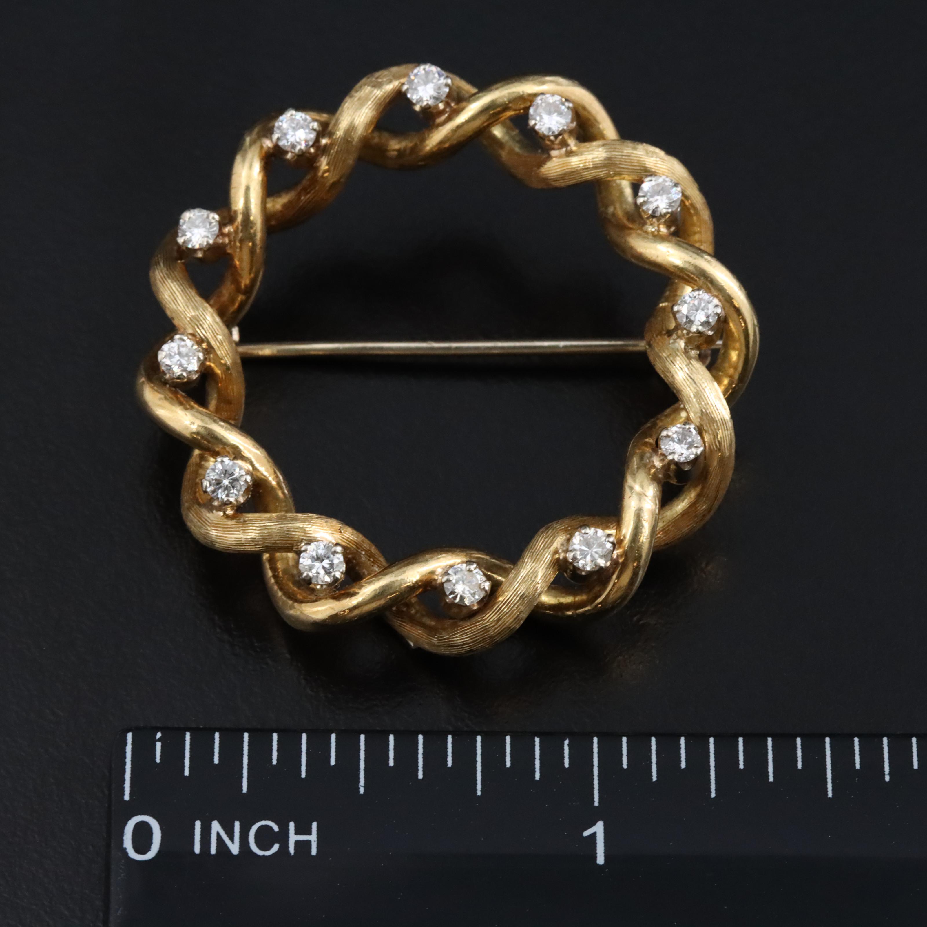 Robert Rosenthal 18K 0.54 CTW Diamond Braided Circle Brooch